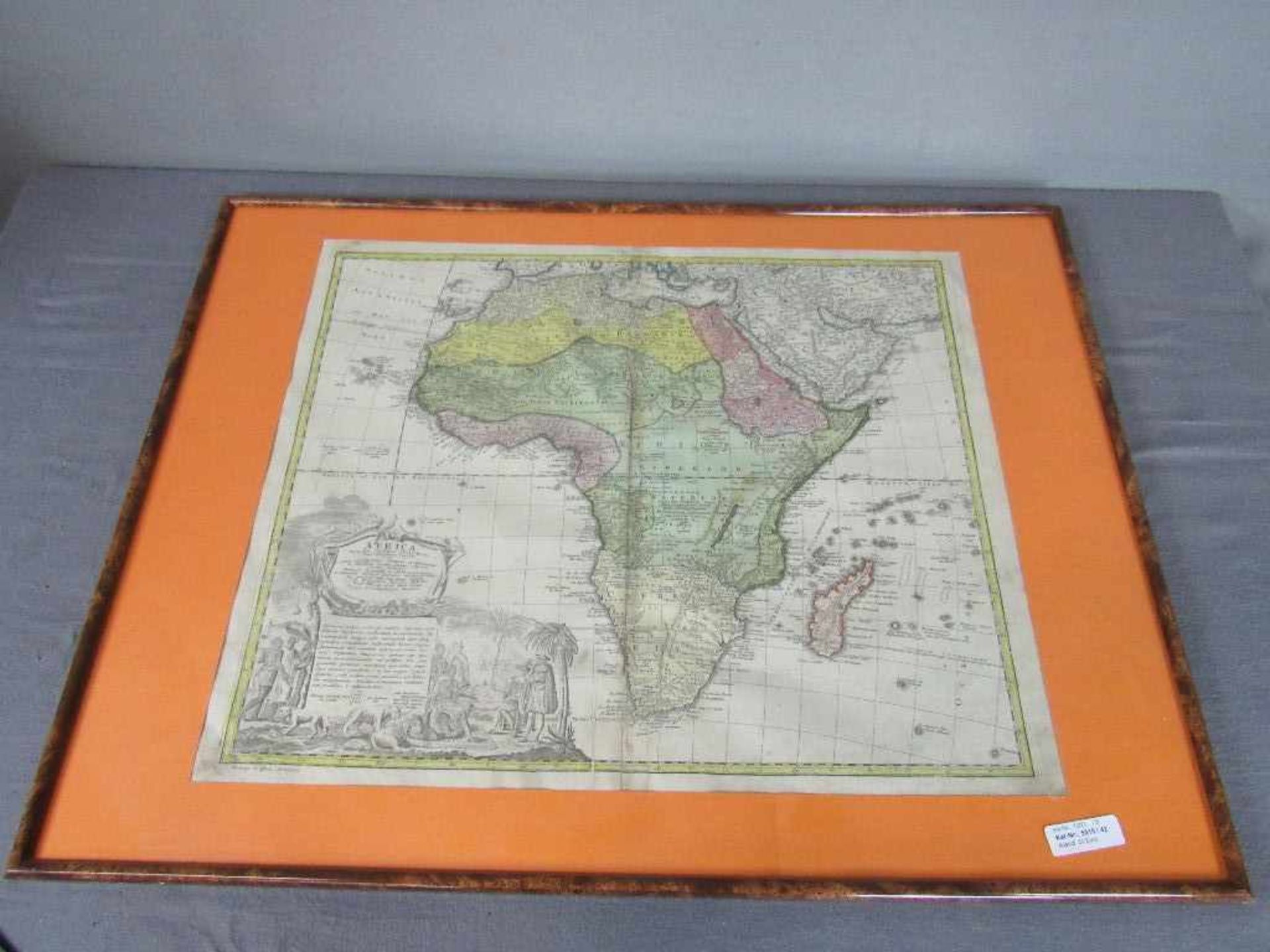 Antike Karte Afrika gerahmt Blattmaß:60x50cm- - -20.00 % buyer's premium on the hammer price19. - Image 2 of 3