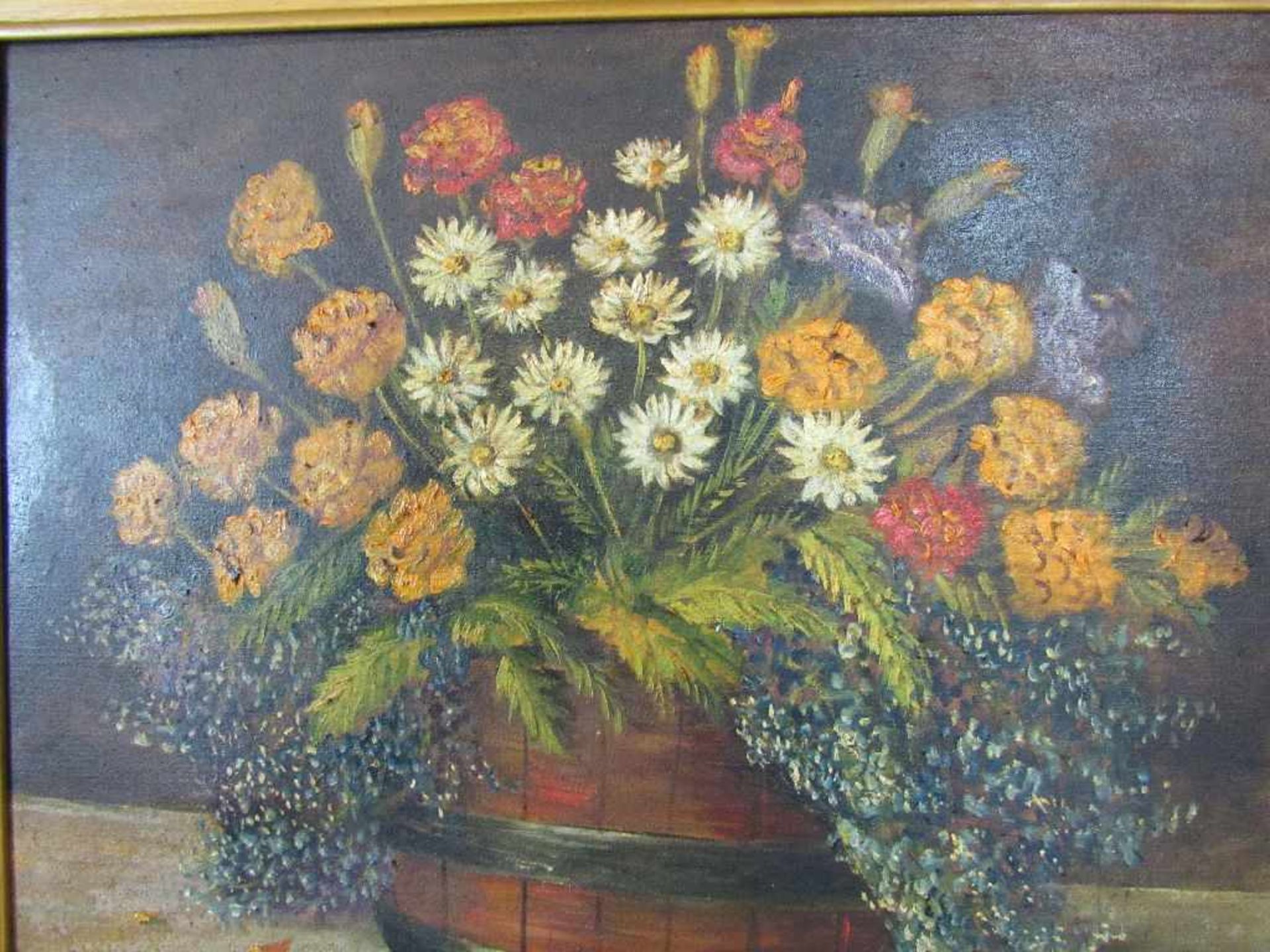 Ölgemälde Öl auf Leinwand Blumenstillleben ca.58x52- - -20.00 % buyer's premium on the hammer