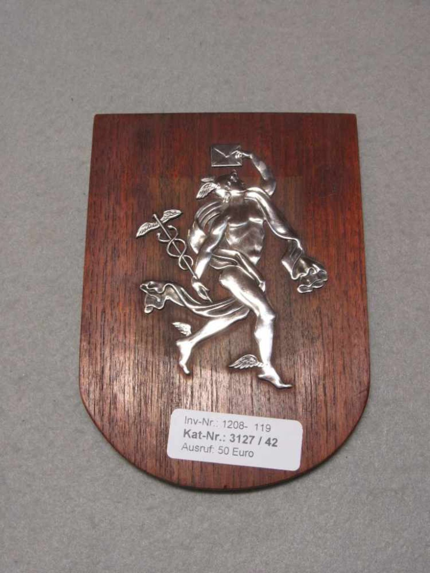 Relief Silber auf Holz Darstellung des Liebesboten Hermes 16x11,5cm- - -20.00 % buyer's premium on