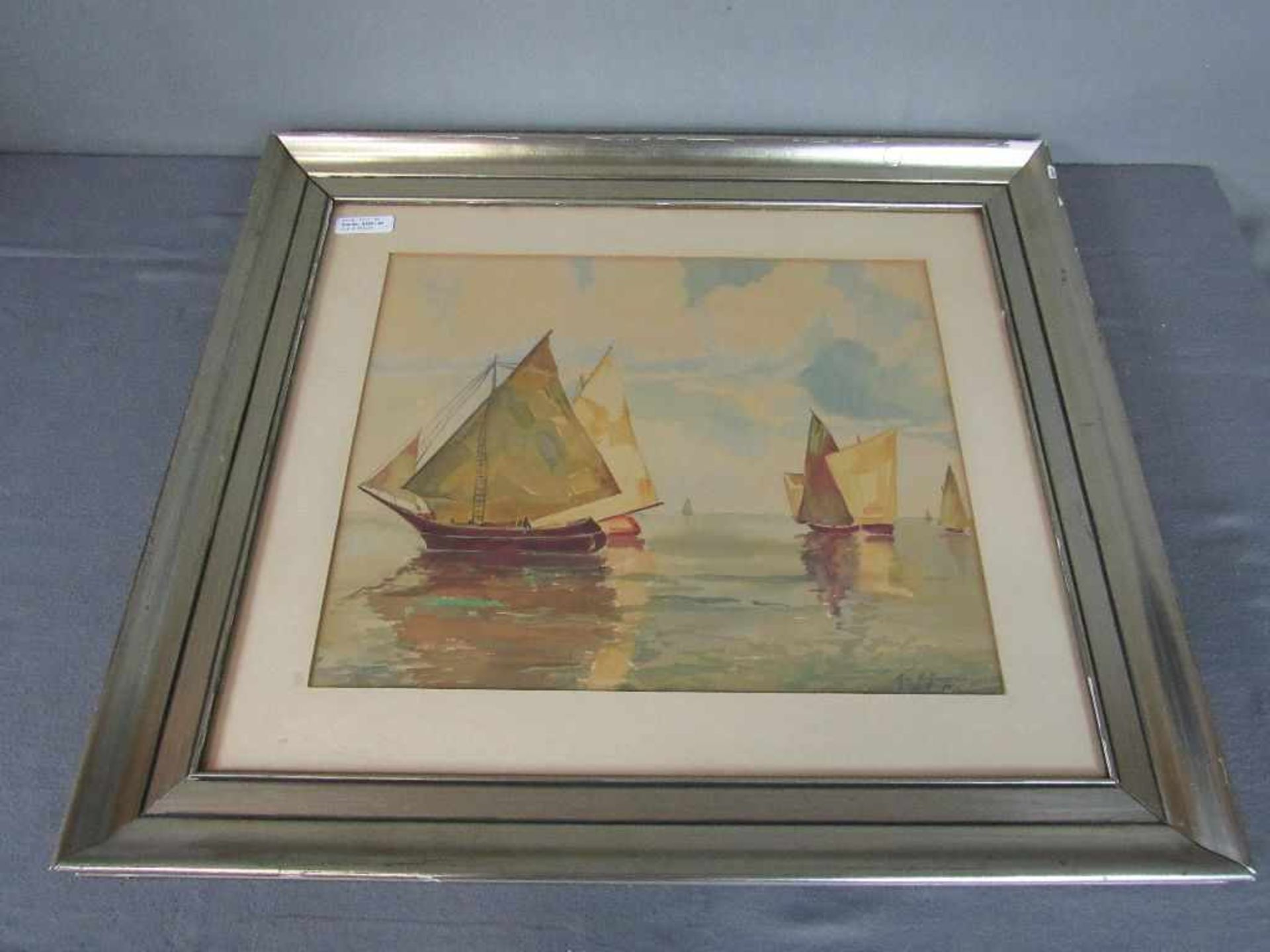 Aquarell Hoffmann Theo Segelboote bei ruhiger See Maß:61x71cm- - -20.00 % buyer's premium on the - Image 2 of 4
