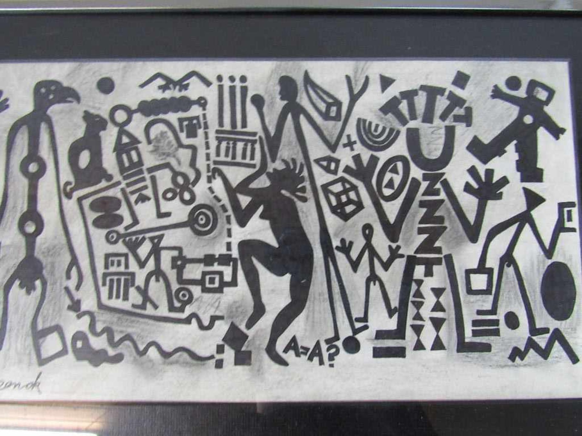 Zeichnung bezeichnet A.R. Penck mit Rahmen 57x38cm- - -20.00 % buyer's premium on the hammer