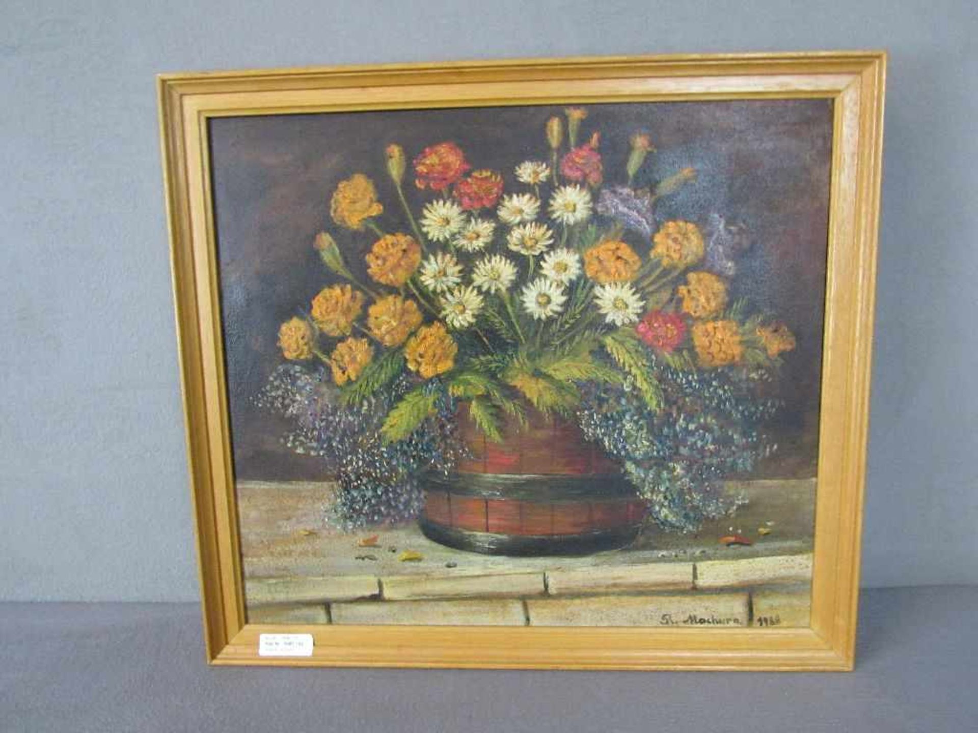 Ölgemälde Öl auf Leinwand Blumenstillleben ca.58x52- - -20.00 % buyer's premium on the hammer - Bild 2 aus 4