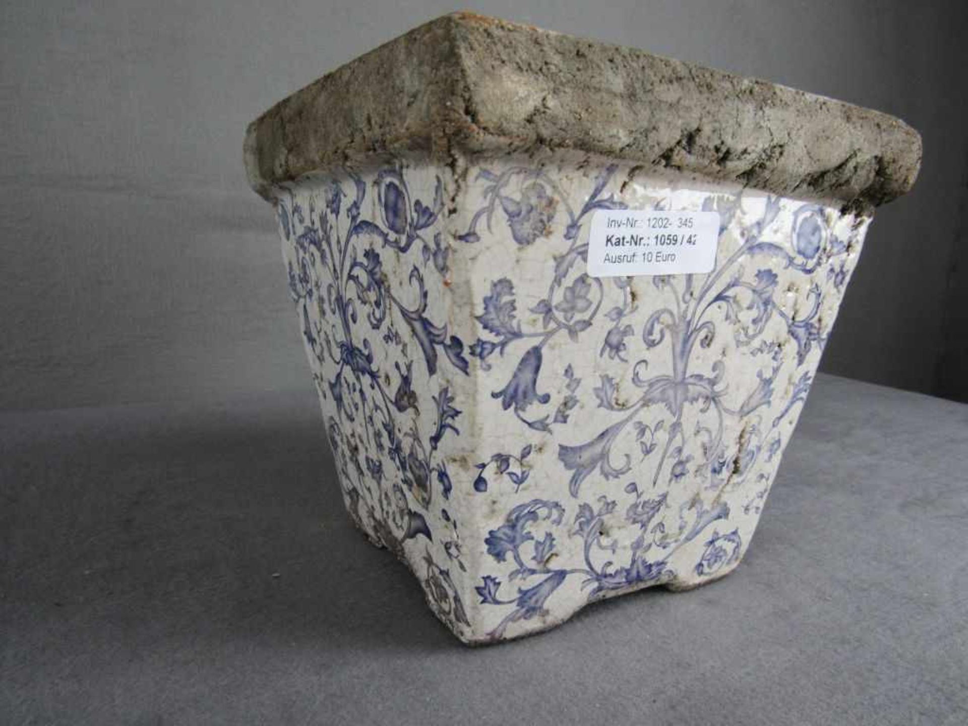 Blumentopf antik blaumalerei ca.20x20cm- - -20.00 % buyer's premium on the hammer price19.00 % VAT - Bild 2 aus 4