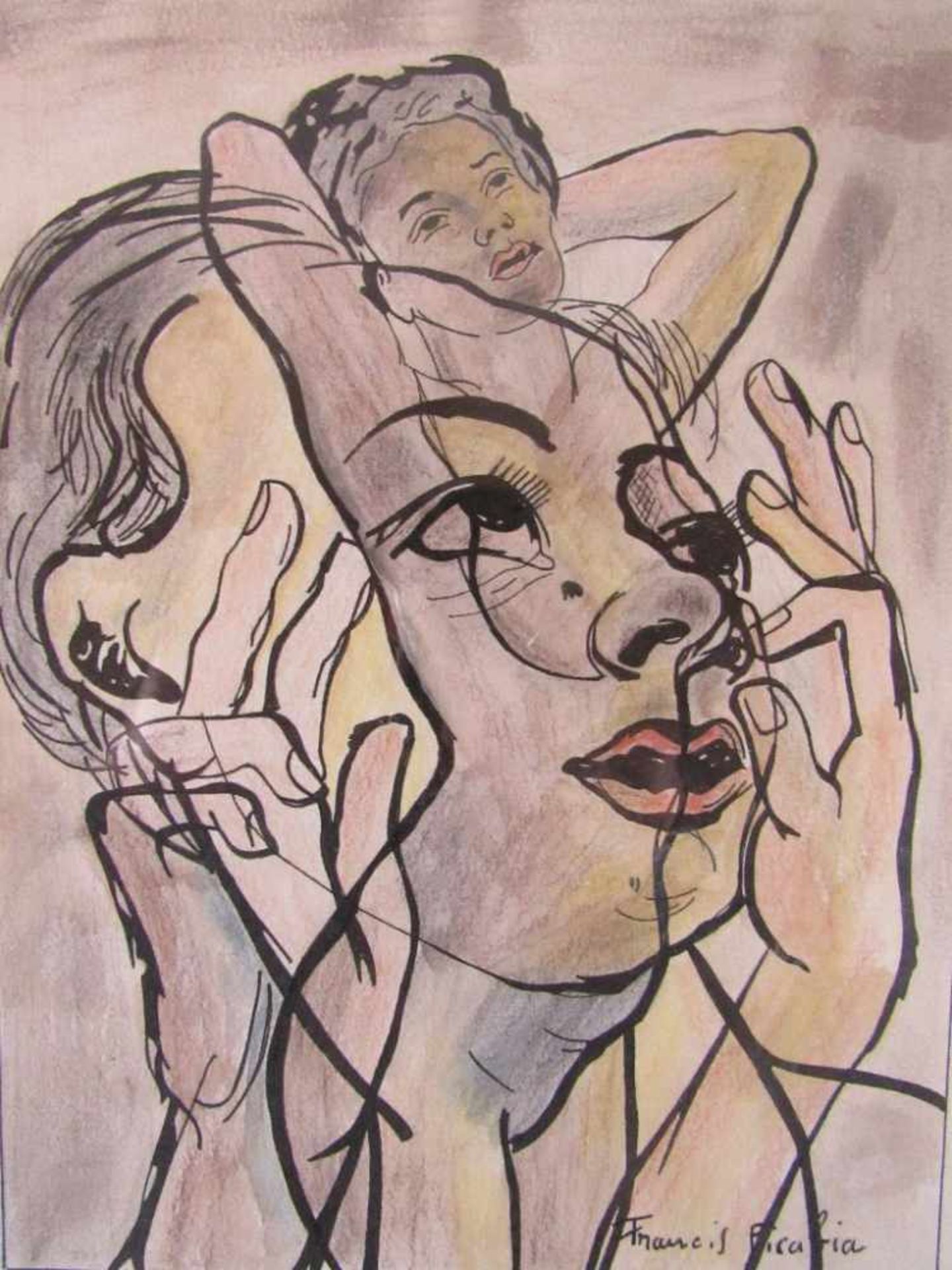 Zeichnung mit Rahmen 56x46cm bezeichnet Francis Picabia- - -20.00 % buyer's premium on the hammer