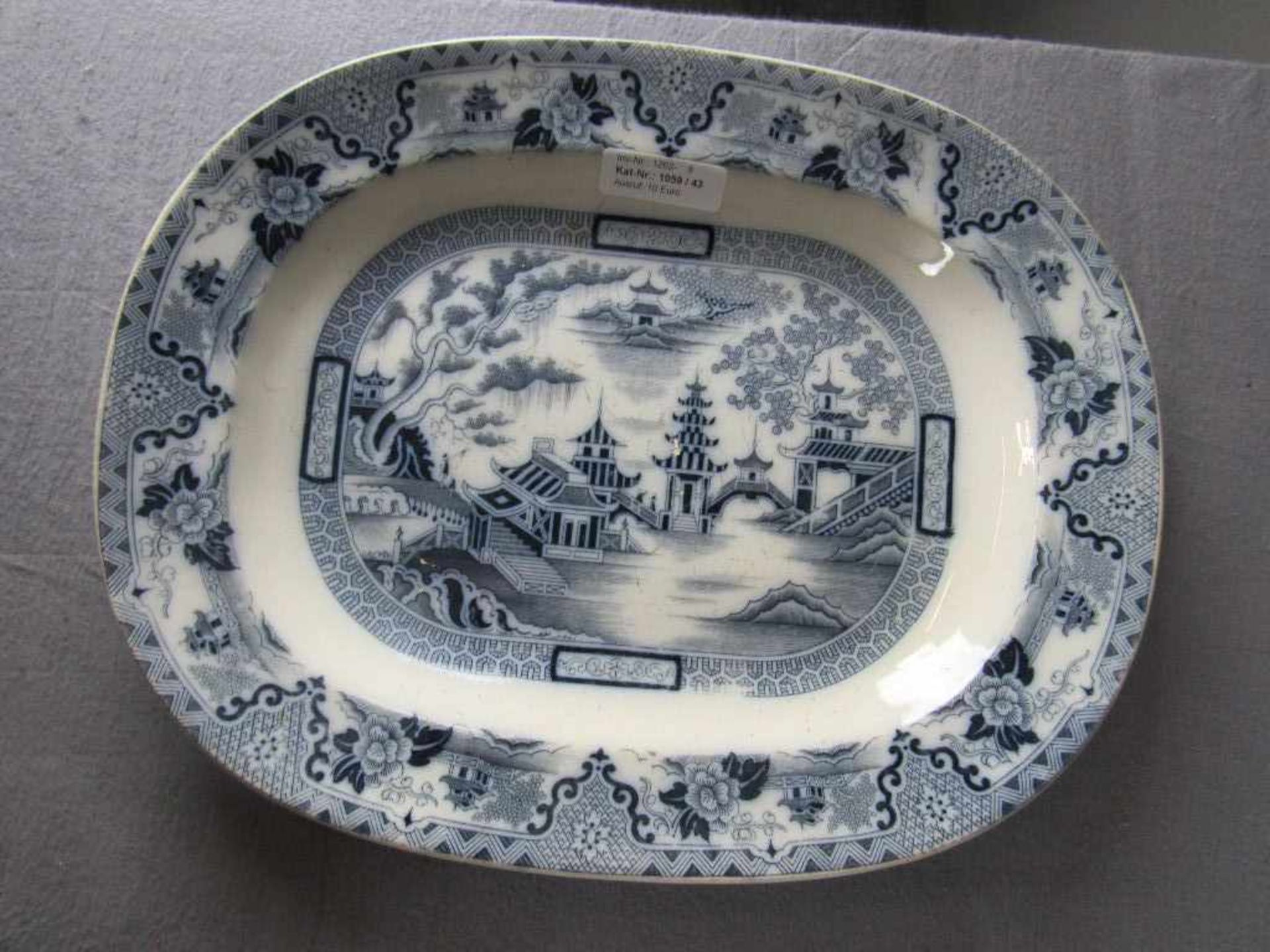 Antike Fleischplatte Villeroy & Boch asiatische Ornamentik 40x32cm um 1900- - -20.00 % buyer's