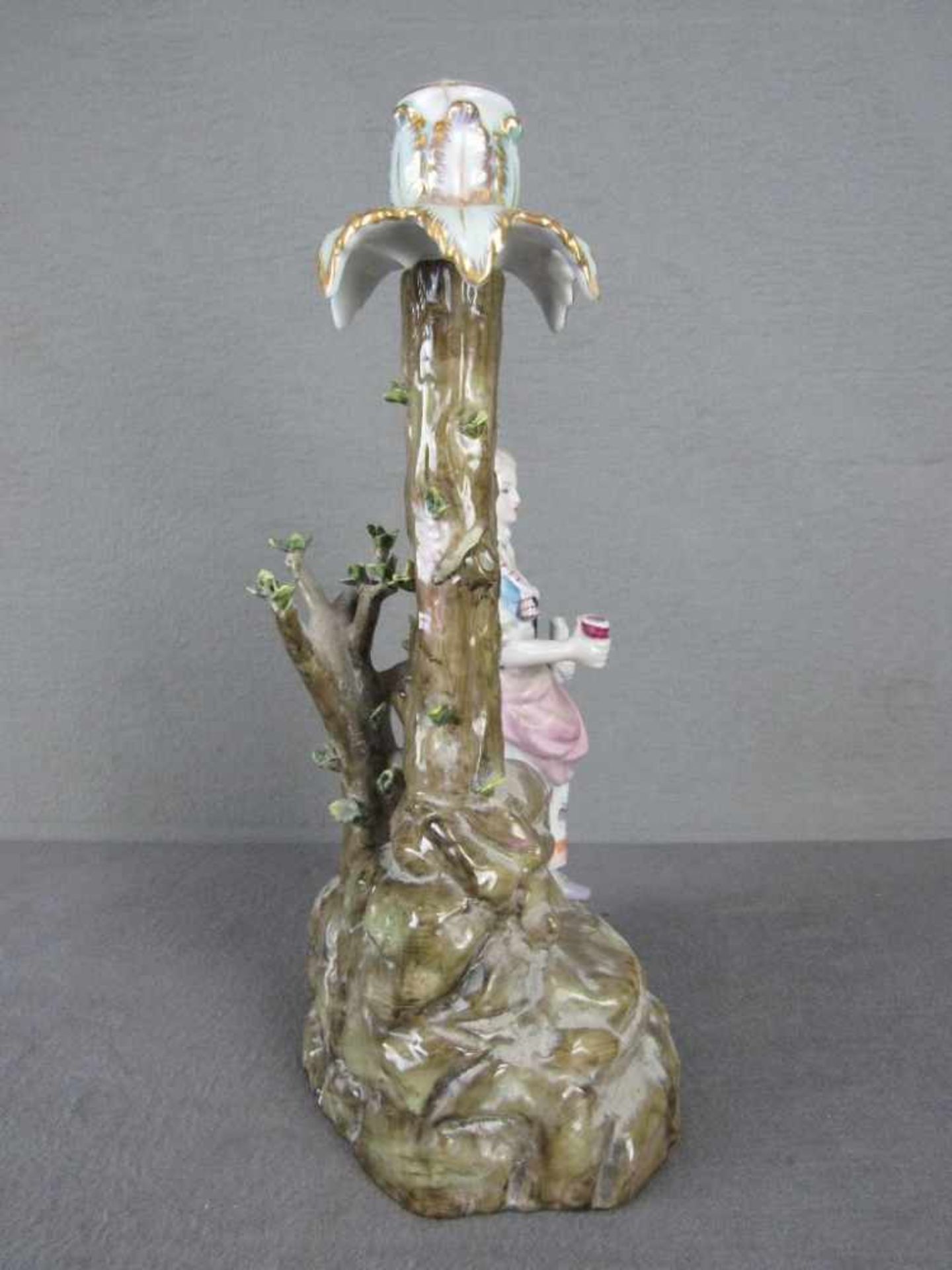 Figürlicher Kerzenleuchter Keramik trinkende Frau farbig staffiert 33cm hoch- - -20.00 % buyer's - Image 4 of 5