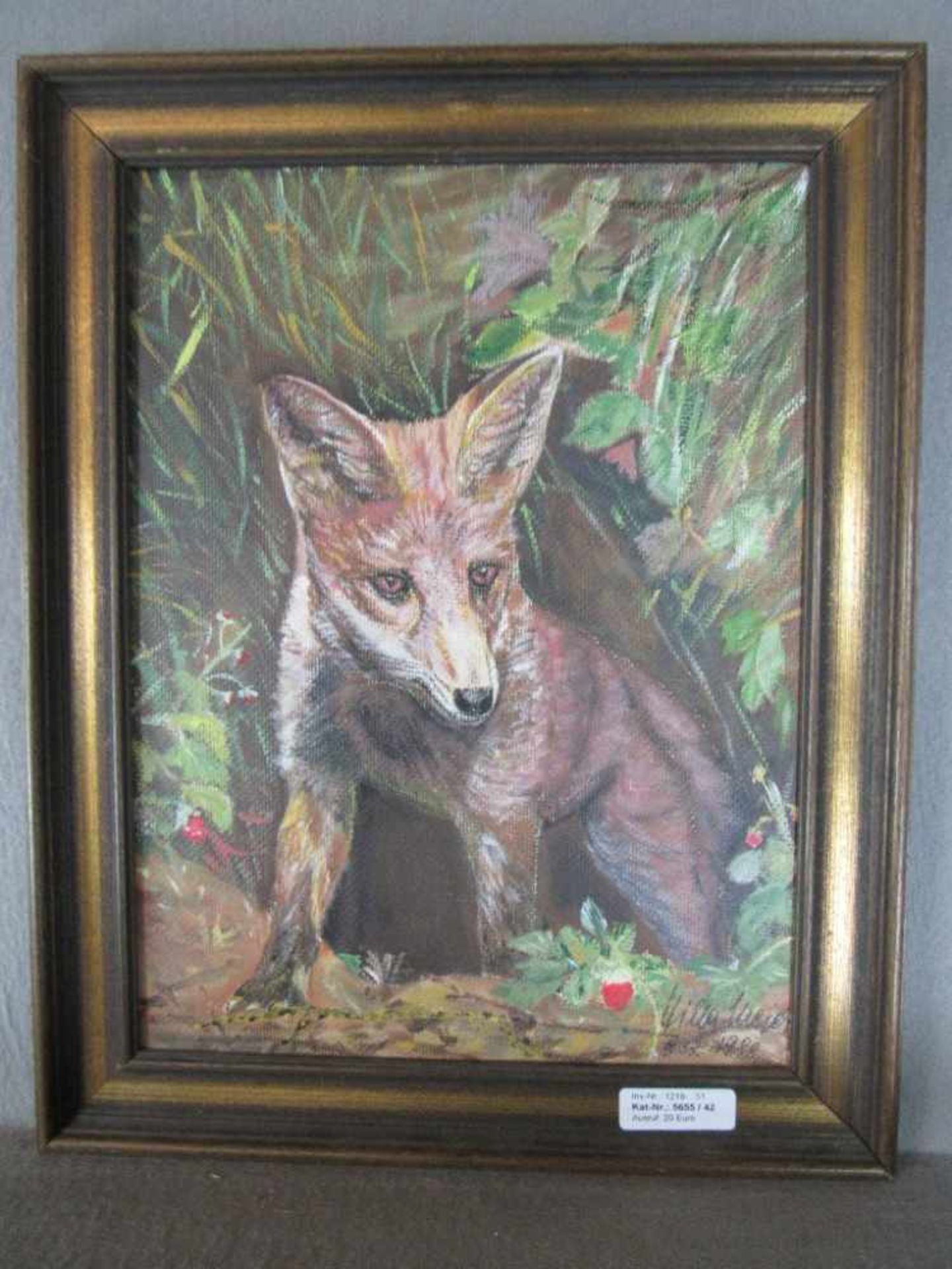 Ölgemälde Öl auf HF Hillerweiss oder ähnlich Darstellung Fuchs 48x38cm- - -20.00 % buyer's premium - Image 2 of 4