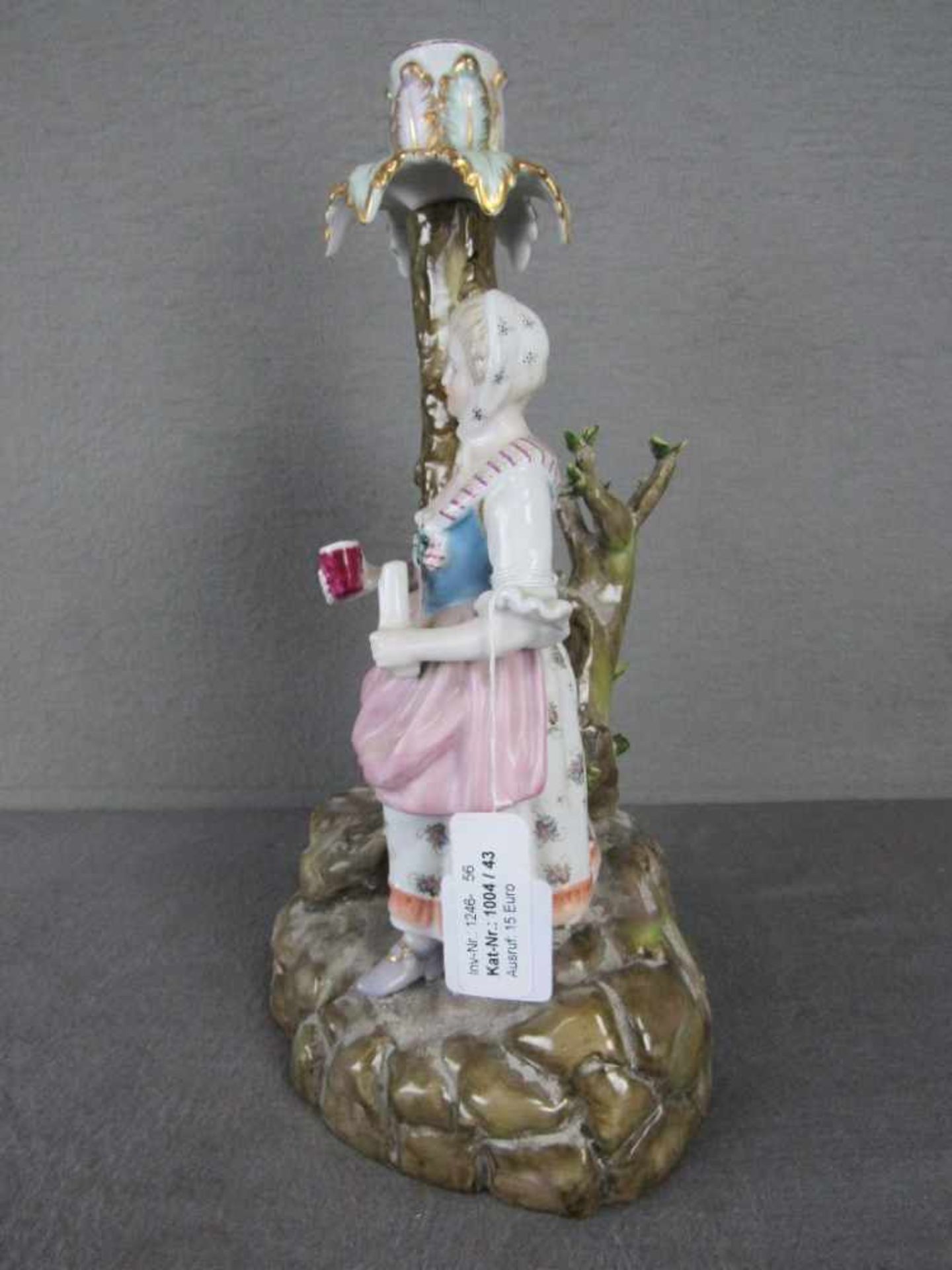 Figürlicher Kerzenleuchter Keramik trinkende Frau farbig staffiert 33cm hoch- - -20.00 % buyer's - Image 2 of 5