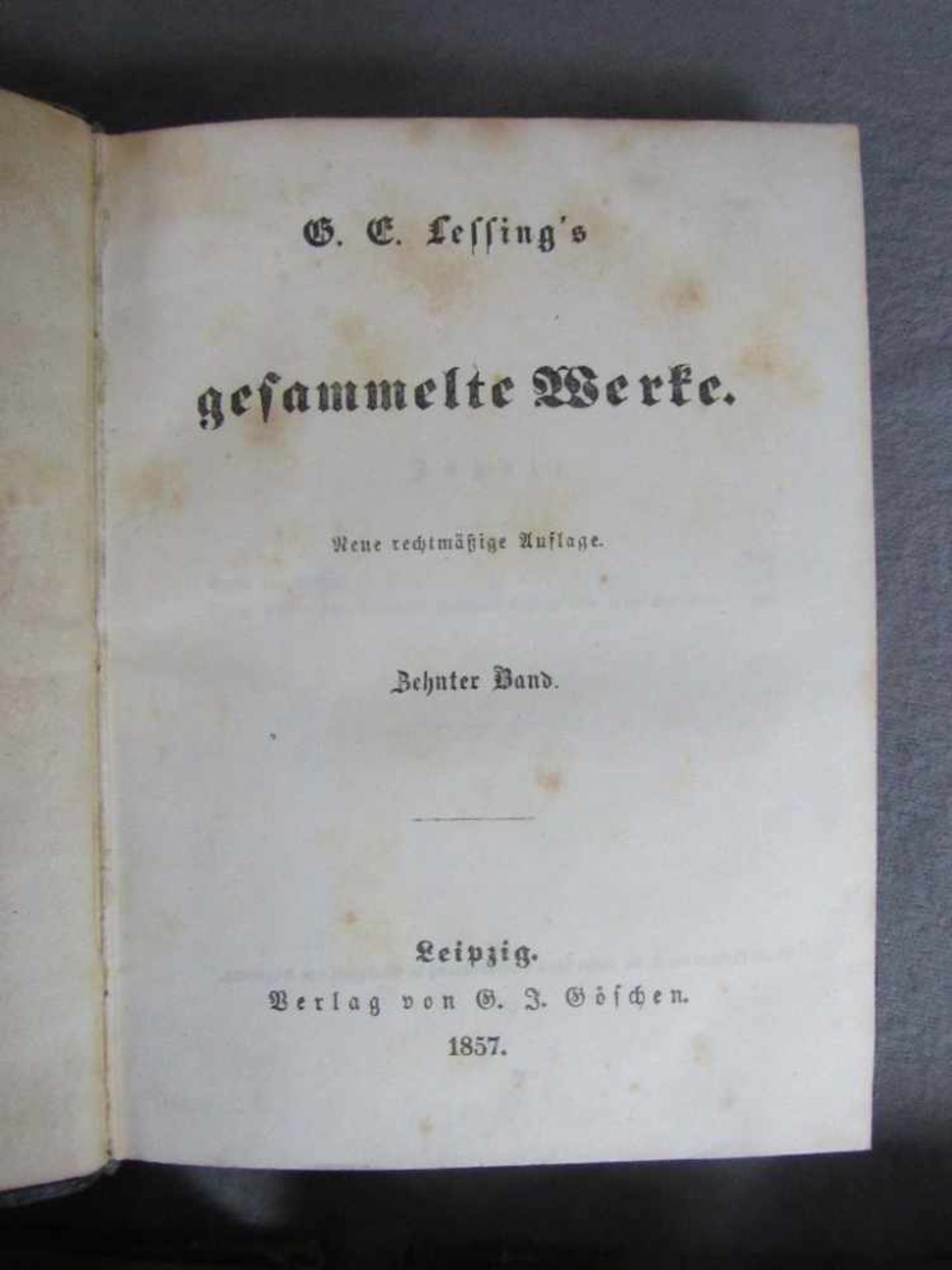 Fünf antike Bücher Lessings Werke- - -20.00 % buyer's premium on the hammer price19.00 % VAT on - Image 2 of 2