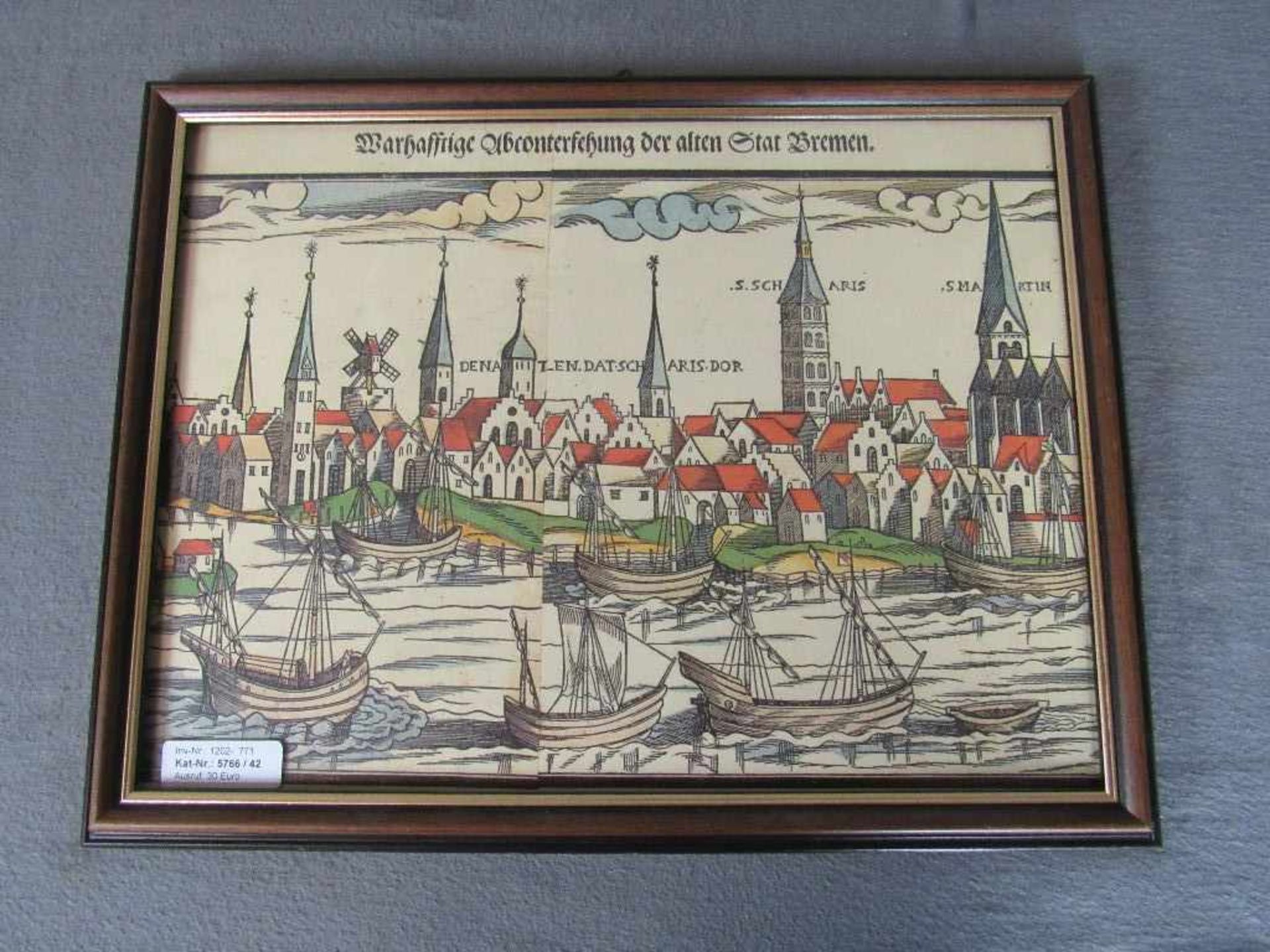 Grafik coloriert Bremen 1564 44x34cm- - -20.00 % buyer's premium on the hammer price19.00 % VAT on - Bild 2 aus 3