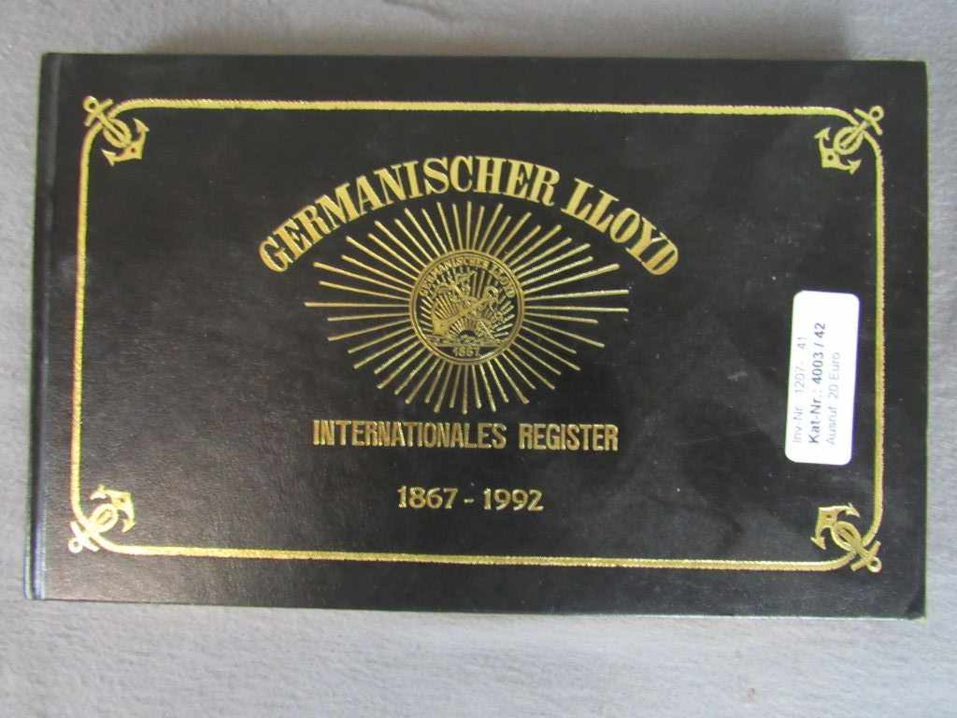 Buch Germanischer Lloyd Internationales Register von 1867-1992- - -20.00 % buyer's premium on the