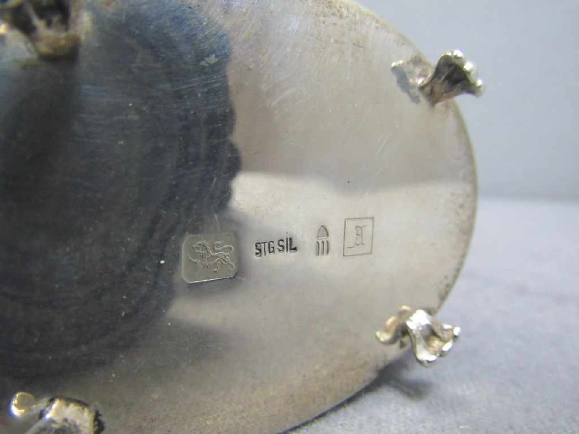 Antike kleine Pillendose England Sterling Silber auf vier Füßen 7x5,5cm- - -20.00 % buyer's - Image 3 of 3