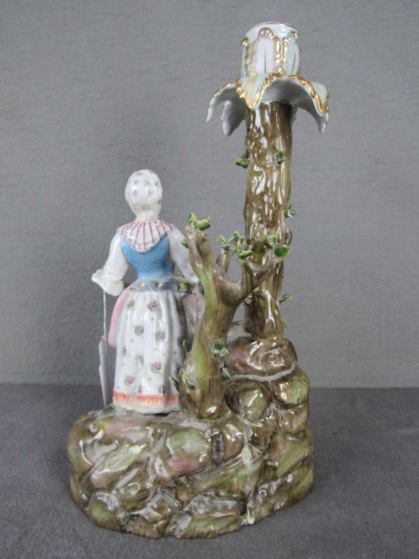 Figürlicher Kerzenleuchter Keramik trinkende Frau farbig staffiert 33cm hoch- - -20.00 % buyer's - Image 3 of 5
