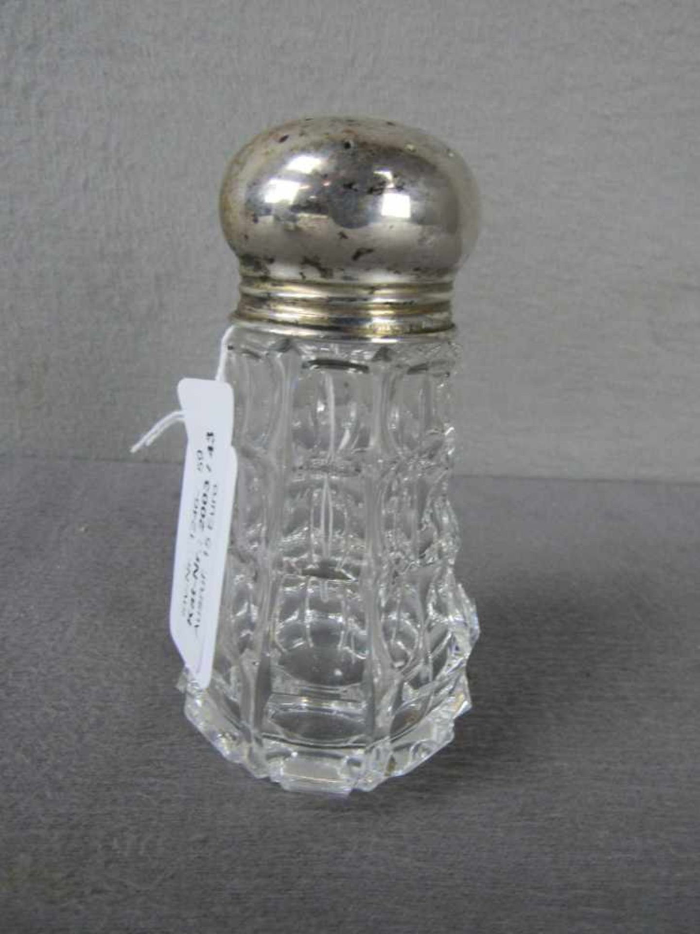 Großer Salzstreuer Kristallglas um 1900 Wilkens 800er Silbermontur 12,5cm hoch- - -20.00 % buyer's