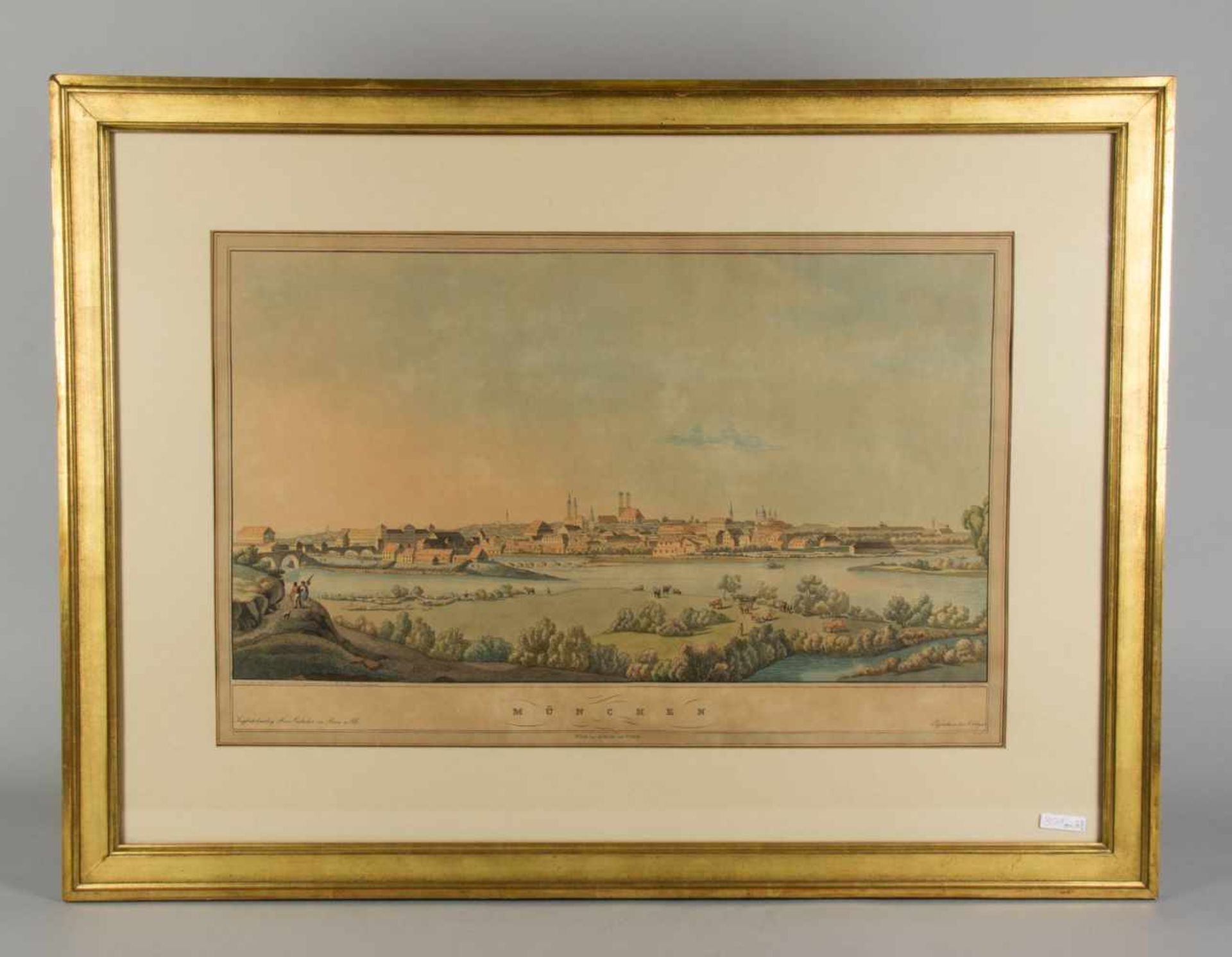 Hirtel, Jakob. Nach Giuseppe Pietro Bagetti Münchener Ansicht von Osten. Aquarellierte Radierung. 46 - Bild 3 aus 10