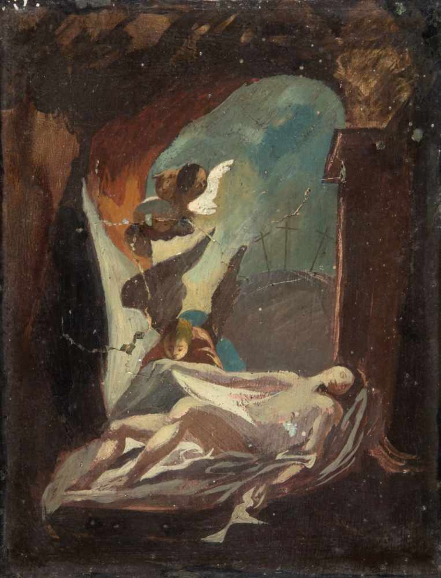 UnbekanntBrustbild eines jungen Mannes mit Federhut. Heiligendarstellungen. 4 Gem. Öl/Lwd. bzw. - Bild 2 aus 5