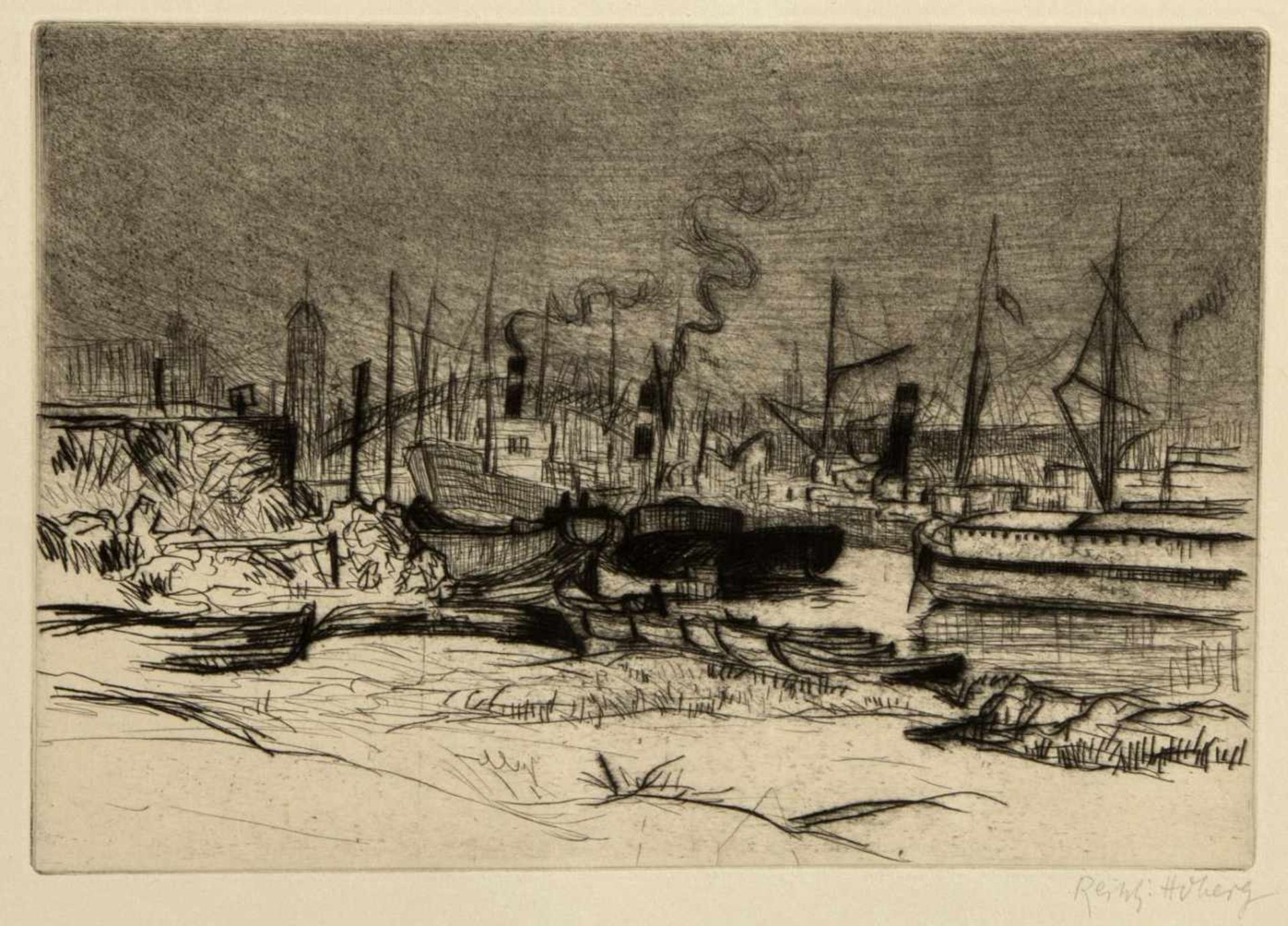 Dulac. Hoberg. GroßmannPark. Hafen. Landstraße bei Zehlendorf. 2 Lithographien. 2 Radierungen. 3 - Bild 5 aus 7