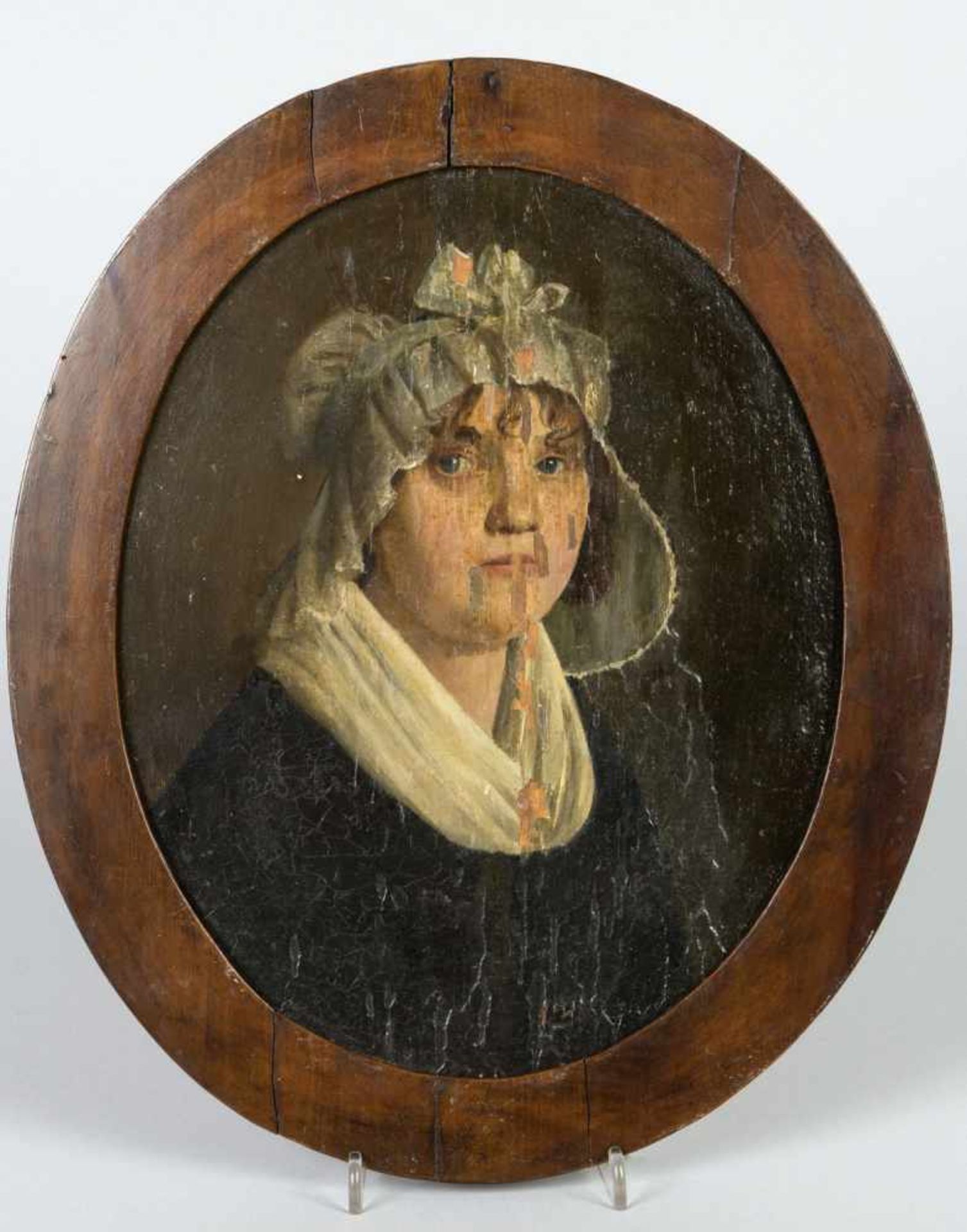 Poort, Allert van der. 1771 - 1807. Zugeschrieben Portraits eines Ehepaares. 2 Gem. Öl/Holz. 27 x 22 - Bild 3 aus 3