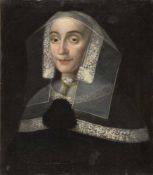 Deutsch, um 1800Brustbild einer Edelfrau mit Schleier und Spitzen. Öl/Lwd. 57 x 49,5 cm.