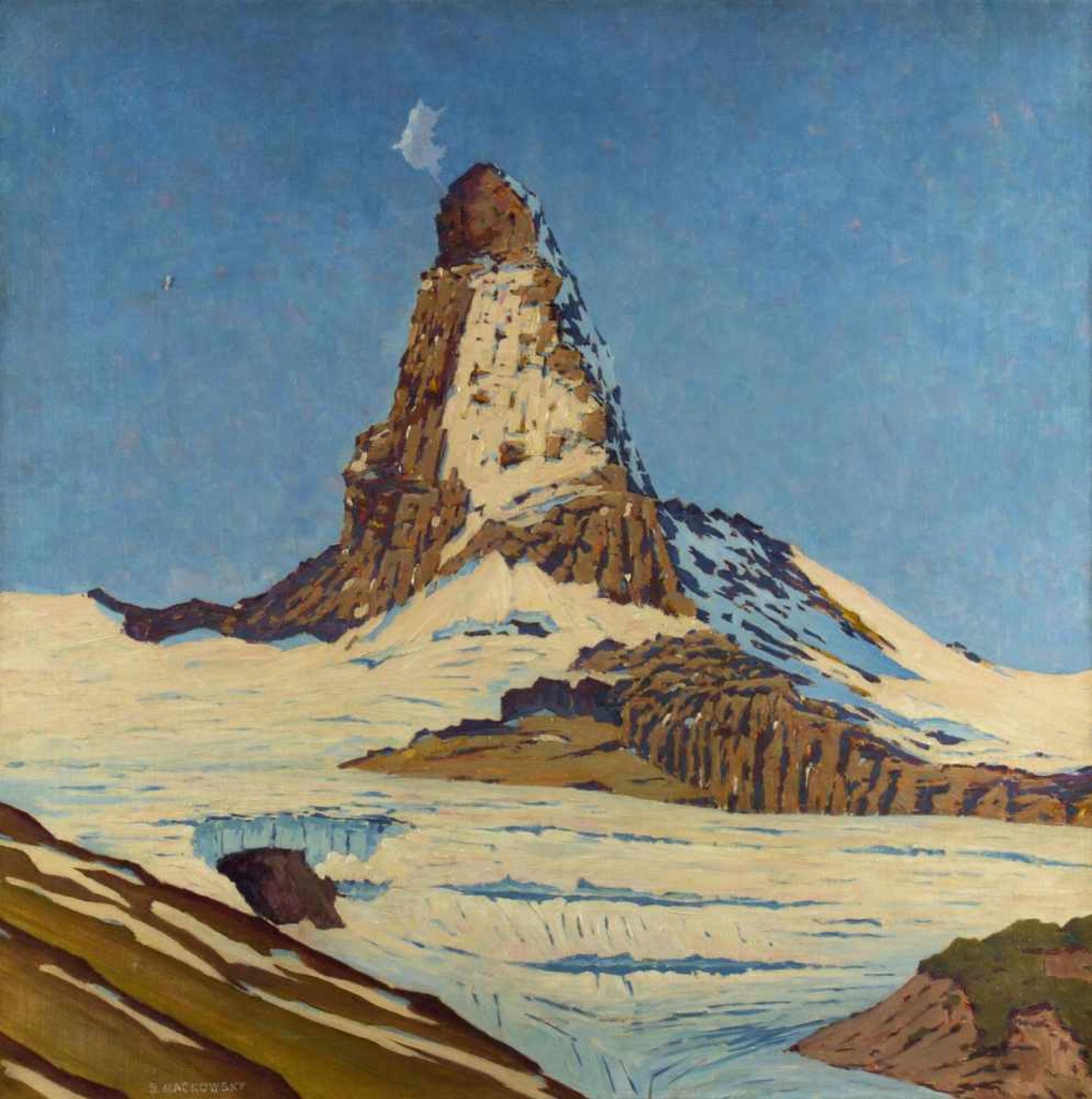 Mackowsky, Siegfried. 1878 - Dresden - 1941Das Matterhorn. Öl/Lwd. Sign. 80,5 x 80,5 cm. Gerahmt.