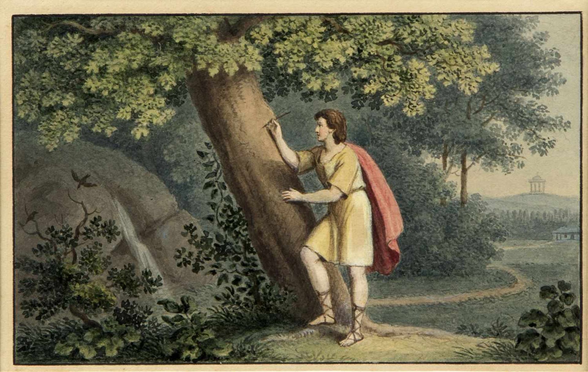 Schurig, Karl Wilhelm. 1818 Leipzig - Dresden 1874. Zugeschrieben Jüngling ritzt in einen Baum.