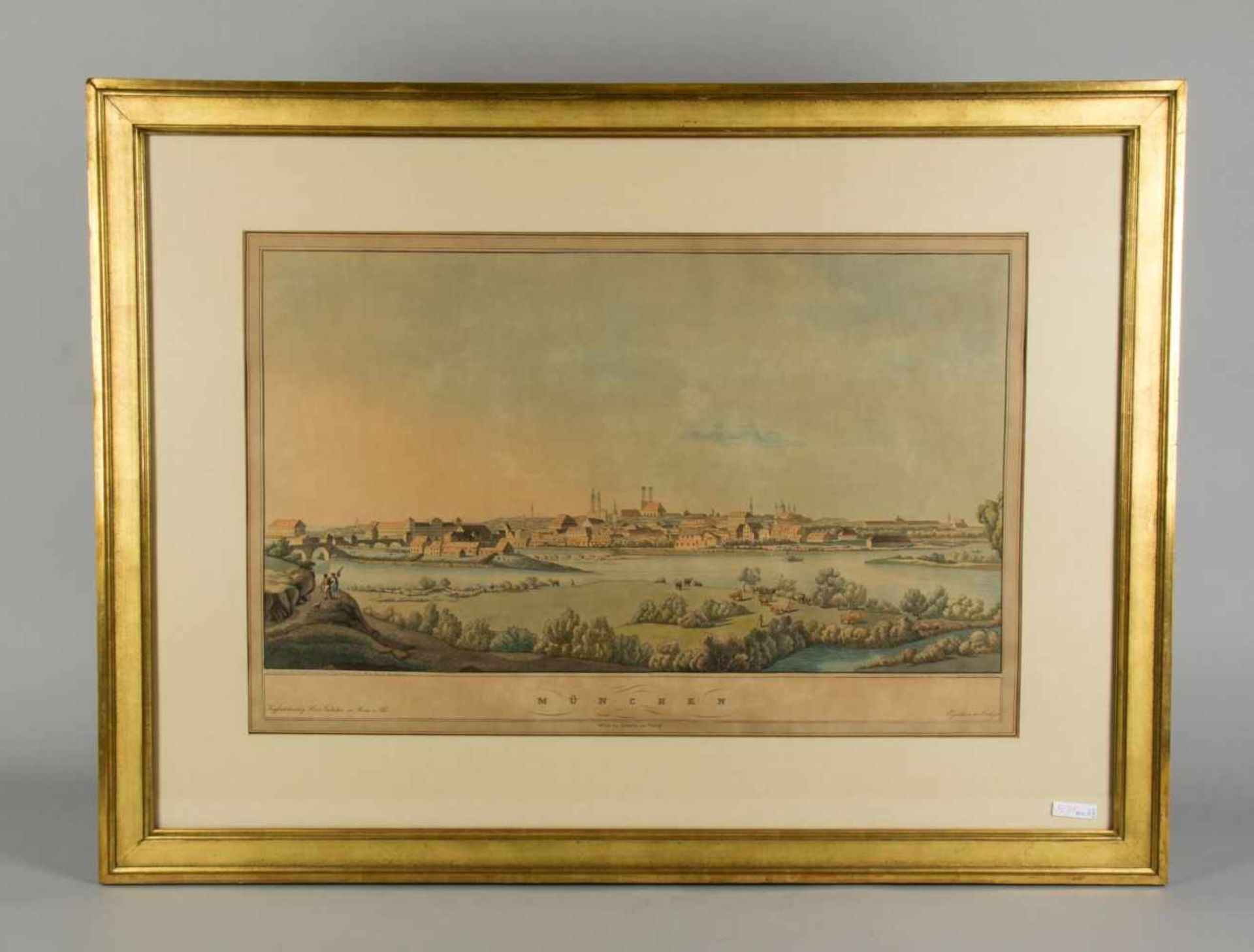 Hirtel, Jakob. Nach Giuseppe Pietro Bagetti Münchener Ansicht von Osten. Aquarellierte Radierung. 46 - Bild 2 aus 10