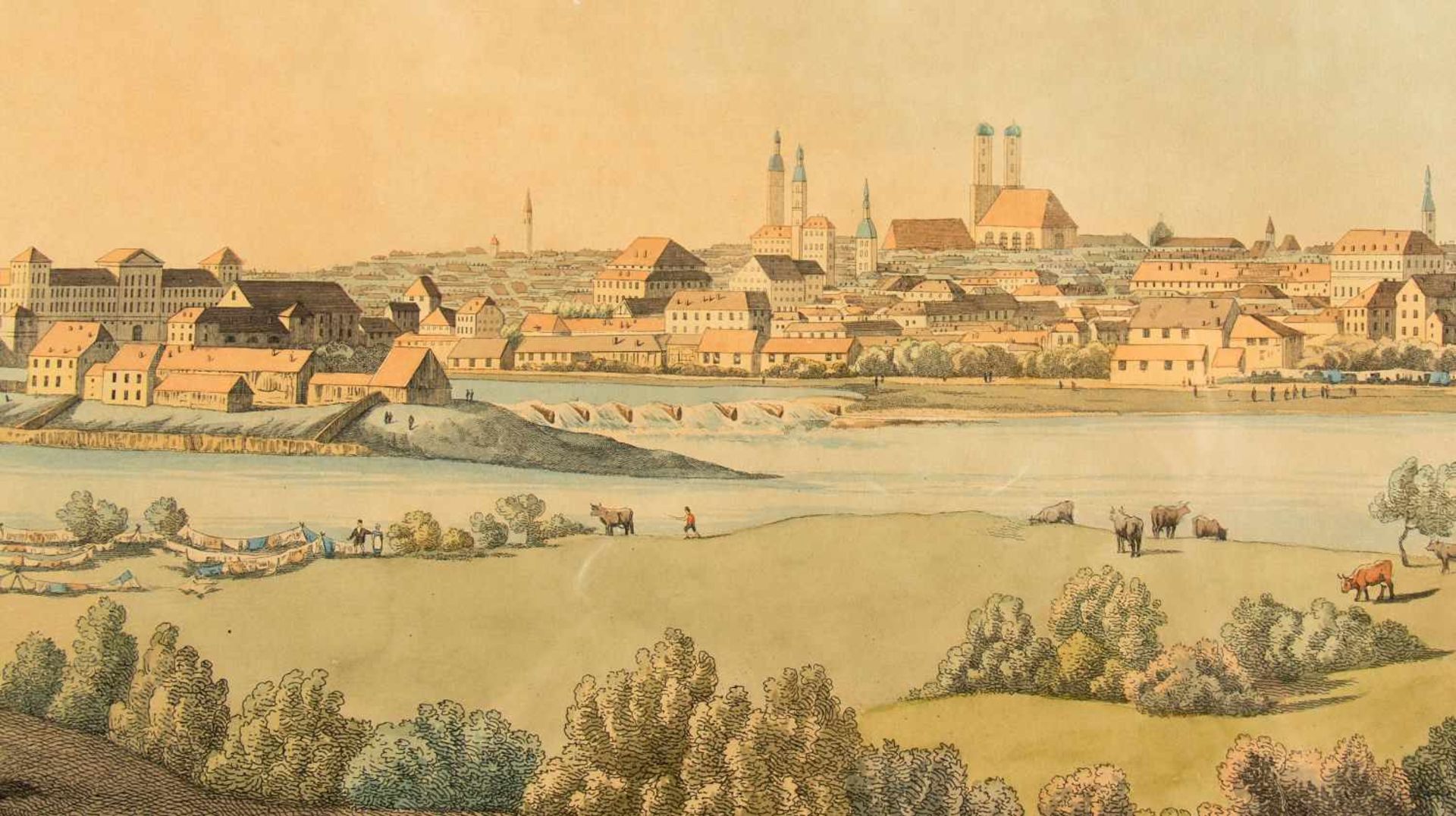 Hirtel, Jakob. Nach Giuseppe Pietro Bagetti Münchener Ansicht von Osten. Aquarellierte Radierung. 46 - Bild 7 aus 10