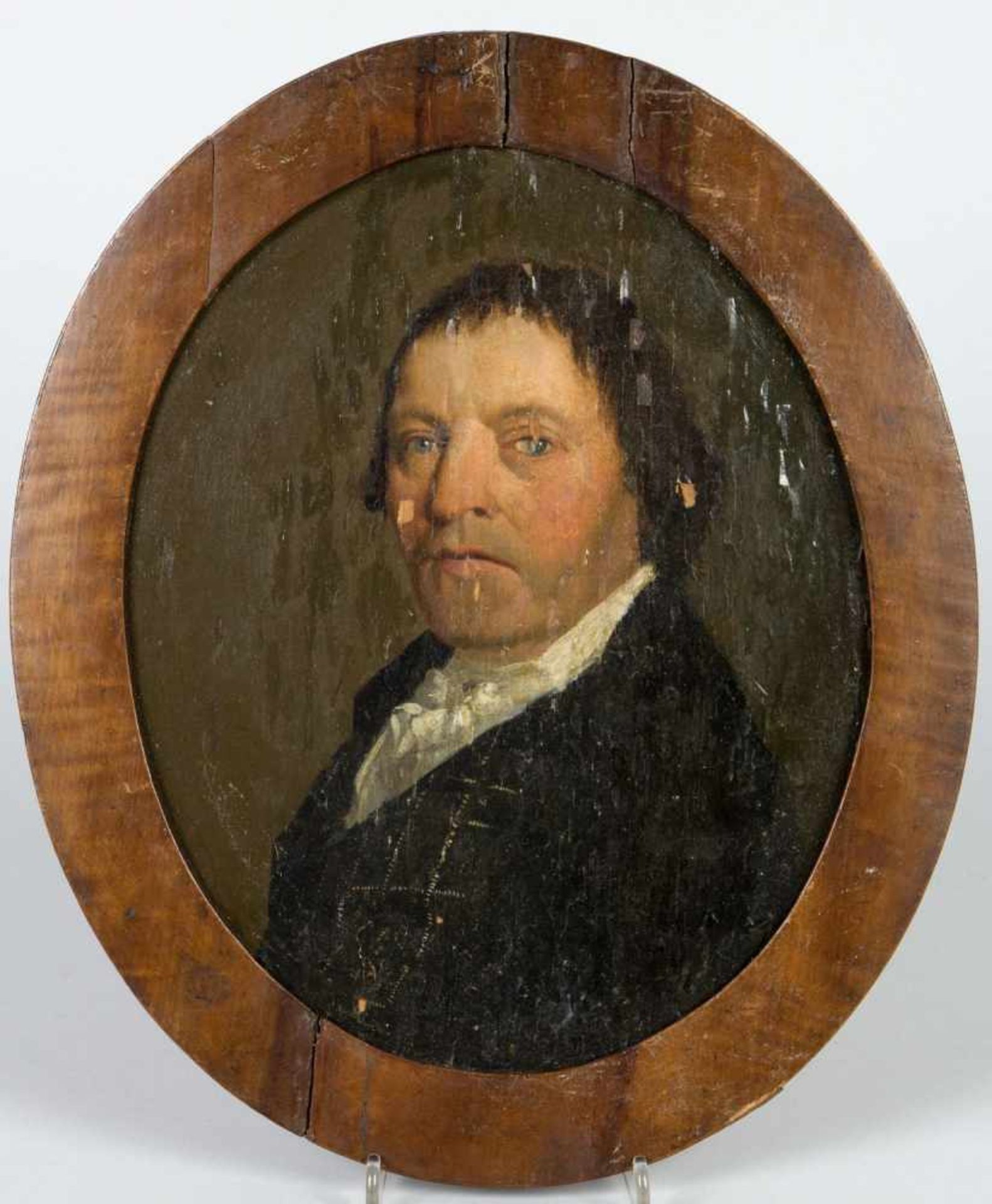 Poort, Allert van der. 1771 - 1807. Zugeschrieben Portraits eines Ehepaares. 2 Gem. Öl/Holz. 27 x 22 - Bild 2 aus 3