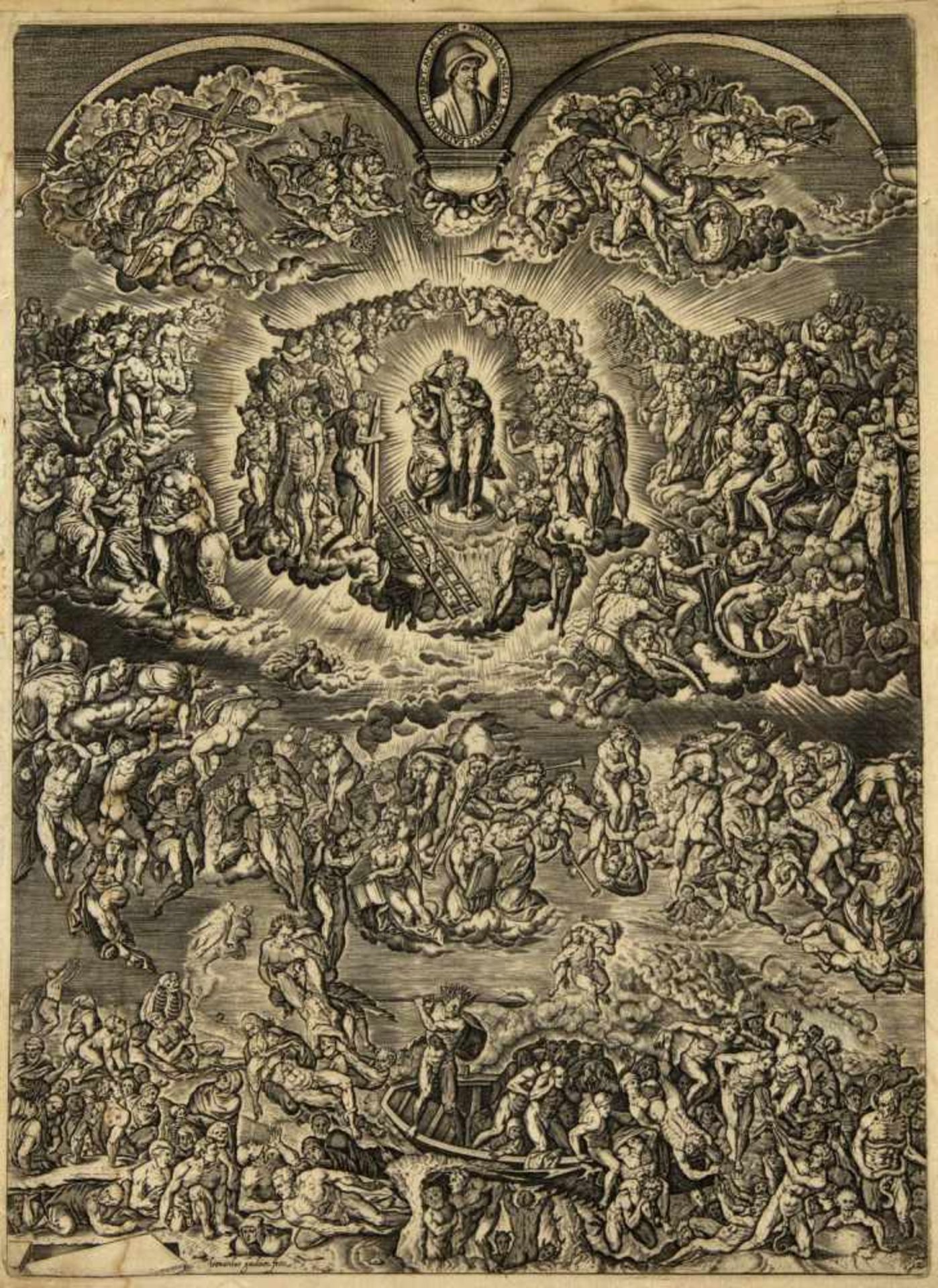 Gaultier, Léonard. 1561 Mainz - Paris 1641Das jüngste Gericht nach Michelangelo. Kupferstich. 31 x