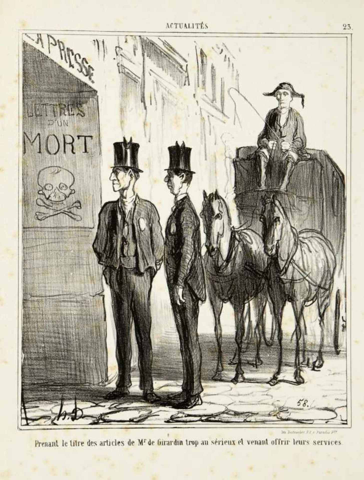 Gavarni. Daumier u.a.Karikaturen. 11 Bll. versch. Techn. Bis 29 x 23 cm. - Bild 2 aus 5