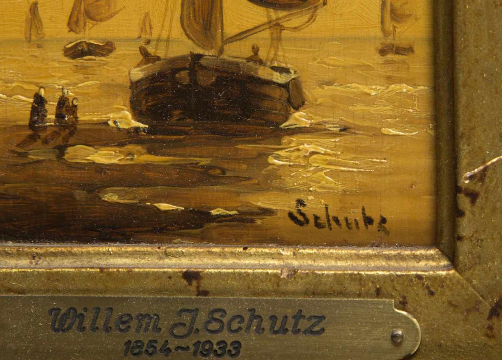 Berkel, Th. van. Schutz, Willem. Guilleux, E.Schiffe. 4 Gem. Öl/Holz. bzw. Lwd. Sign. Bis 13 x 17, - Bild 9 aus 13