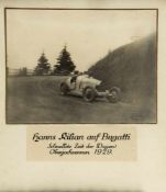 Letzer HindelangHanns Kilian auf Bugatti, schnellste Zeit der Wagen Oberjochrennen 1929.