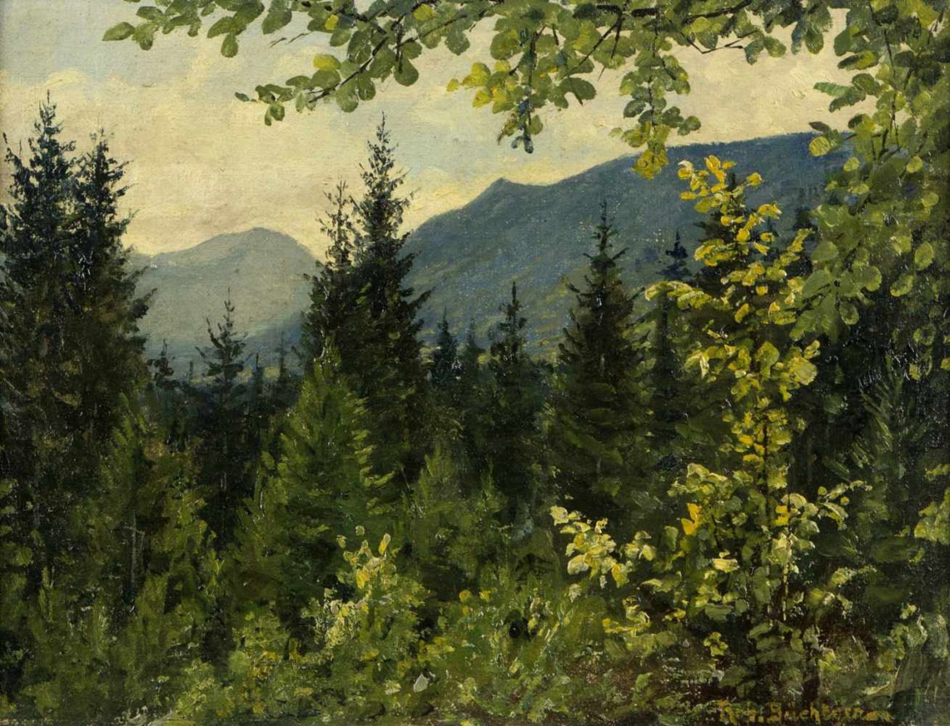 Büchtger, Robert. 1862 Petersburg - München 1951Herbstlicher Wald. Sommerliche Berglandschaft. 2 - Bild 2 aus 6