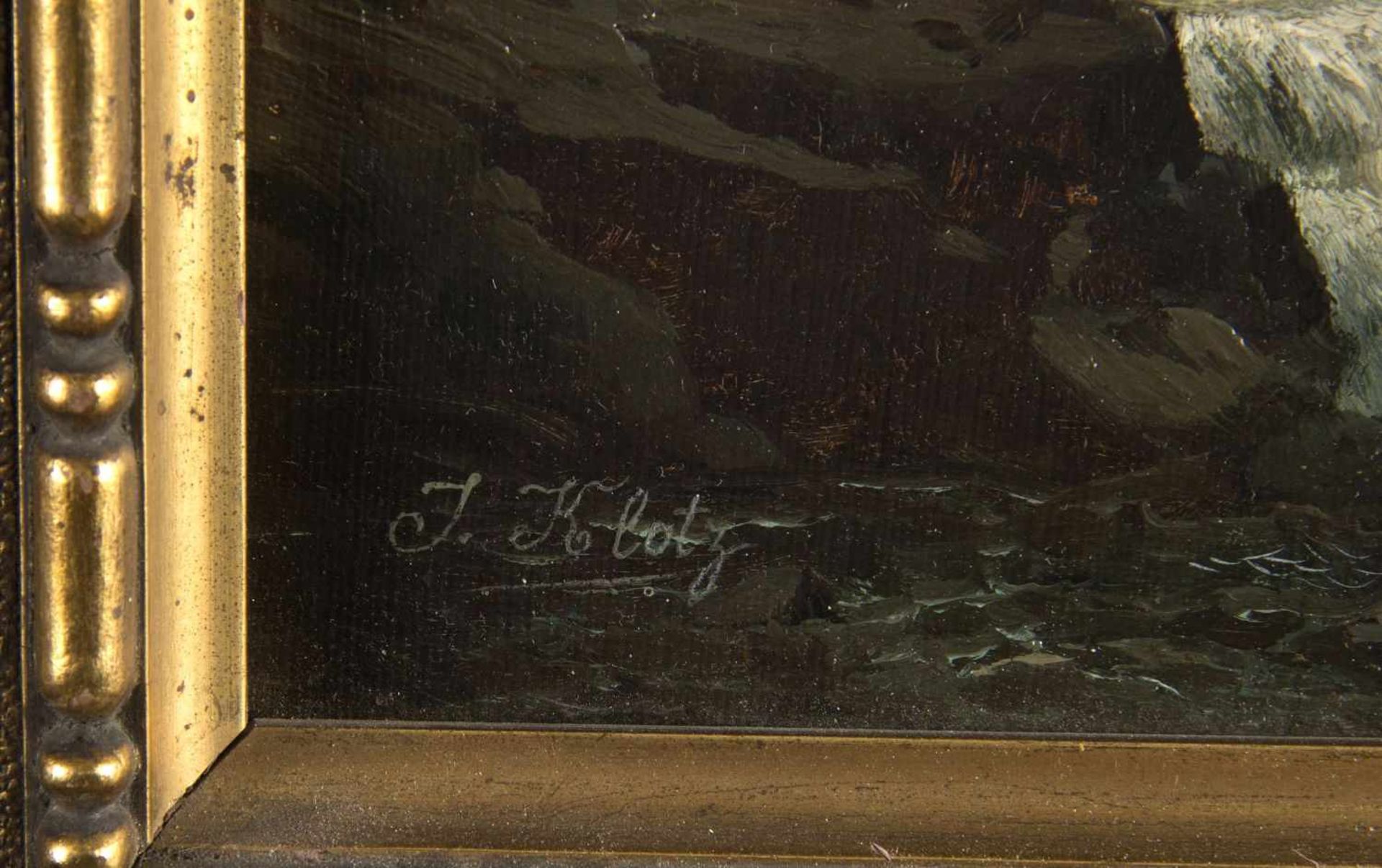 Klotz, J.Das Wetterhorn im Berner Oberland. Öl/Lwd. Sign. 29,5 x 44,5 cm. Gerahmt. Verso von fremder - Bild 2 aus 3