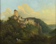 Deutsch, 19. Jh.Burg Karlstein. Öl/Lwd. 53 x 67 cm. Gerahmt.
