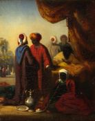 Longuet, Alexandre Marie. 1805 - Paris - 1851Nordafrikanische Männer in einem Zelt. Öl/Lwd. Sign. 27