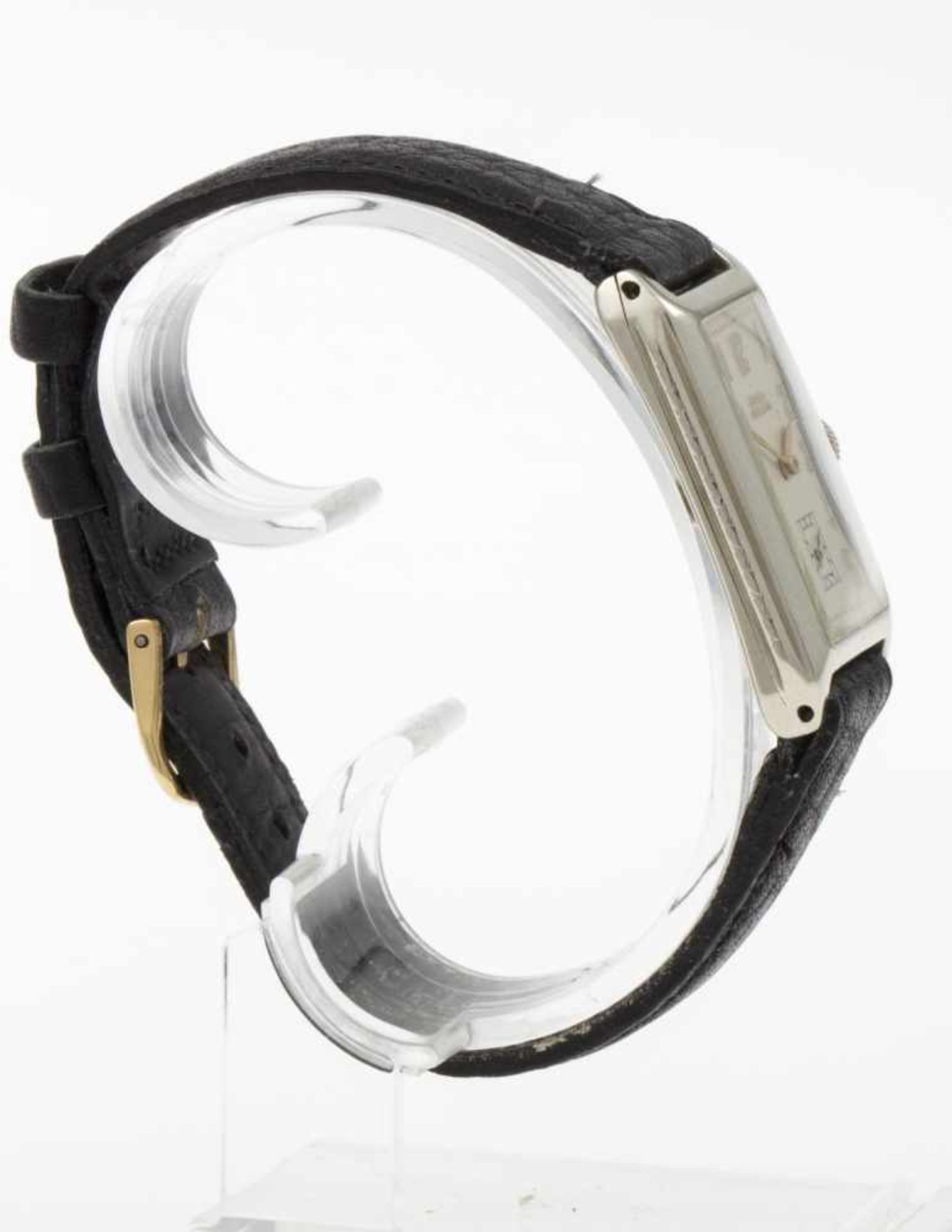 Vintage-Armbanduhr Precision von GruenRechteckiges Gehäuse aus Weißgold 585. Plexiglas. - Bild 3 aus 5