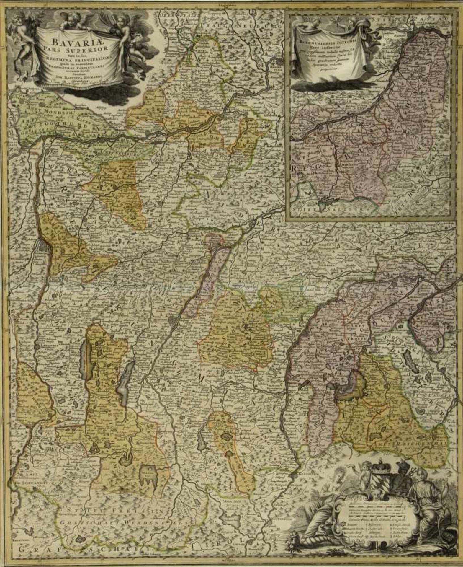 Homann u.a.Karten von Bayern u.a. 3 Bll. versch. Techn. Bis 57,5 x 49 cm. - Bild 3 aus 4