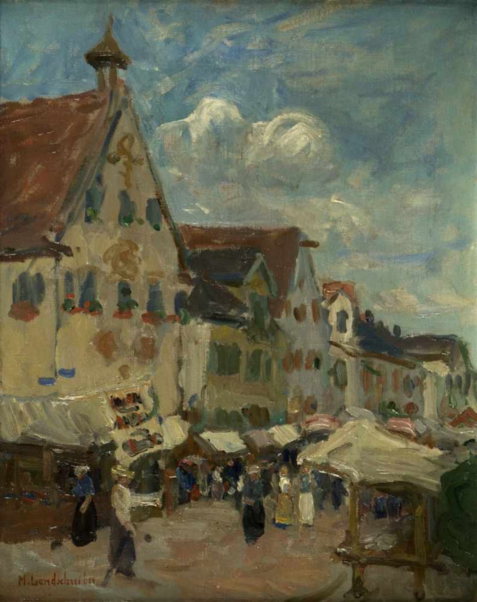 Landschreiber, Max. 1880 Mittweida - Fürstenfeldbruck 1961Markt in einer bayerischen Stadt (