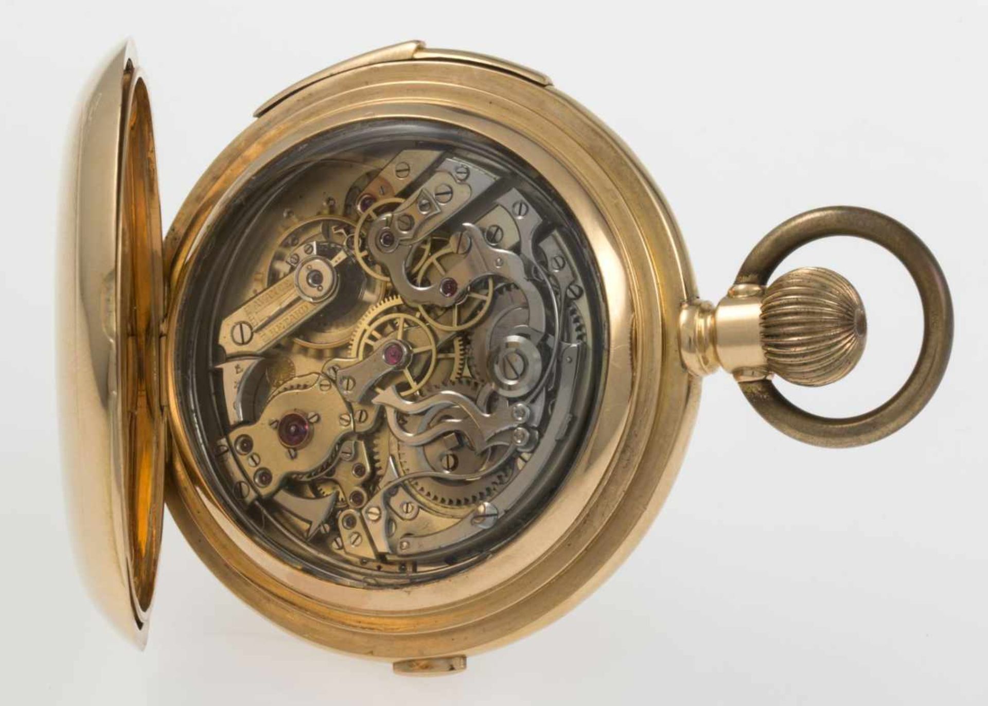 Sprungdeckel-Chronograph von Humbert Ramuz mit ViertelrepetitionGehäuse und Cuvette aus Gelbgold - Bild 6 aus 10