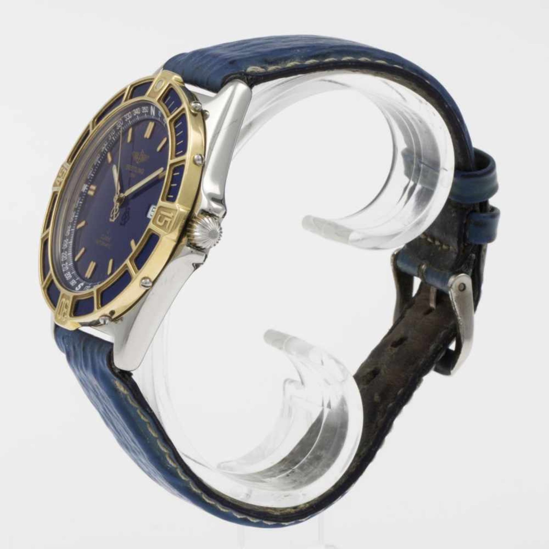 Breitling-Armbanduhr J ClassStahlgehäuse. Einseitig drehbare Lünette aus Gelbgold mit Segmenten - Bild 2 aus 4