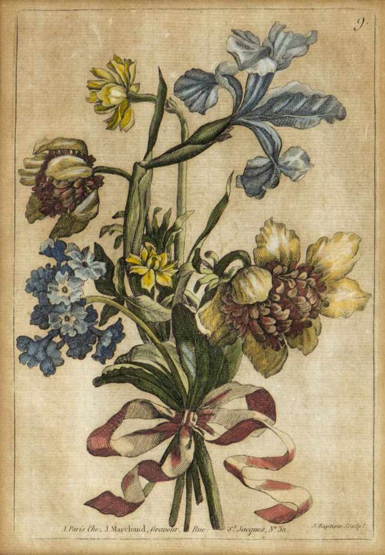 Bayros. Baptiste u.a.Weiblicher Akt mit einem Phallus. Blumenstillleben. Landschaften u.a. 7 Bll. - Bild 4 aus 5