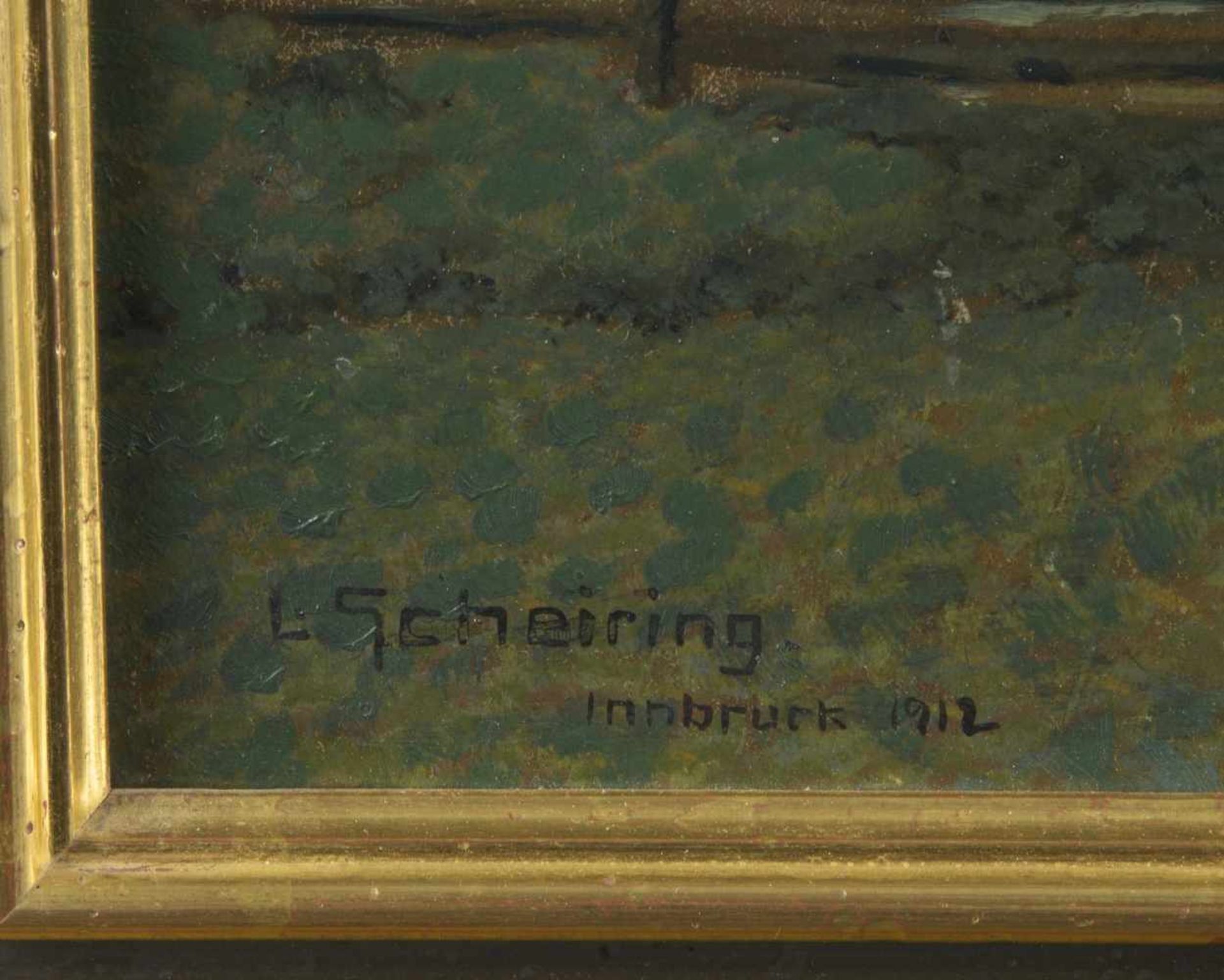 Scheiring, Leopold. 1884 Nassereith - vermisst 1927Bauernhaus im ersten Licht des Tages. Öl/ - Bild 2 aus 3