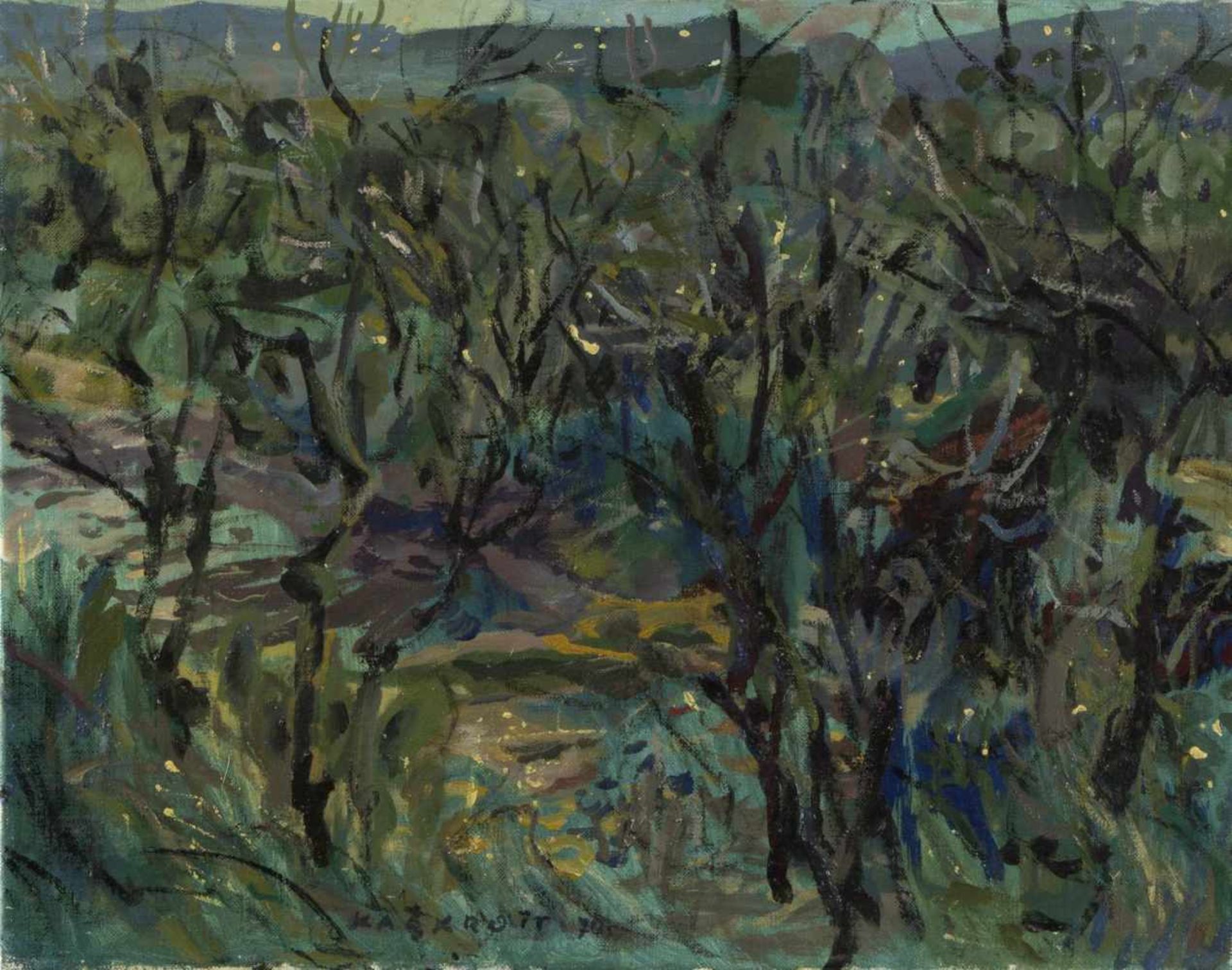 Kalckreuth, Jo von. 1912 Straßburg - um 1980Obstbäume. Südliche Landschaft. 2 Öl/Lwd. bzw. Öl/ - Bild 4 aus 6