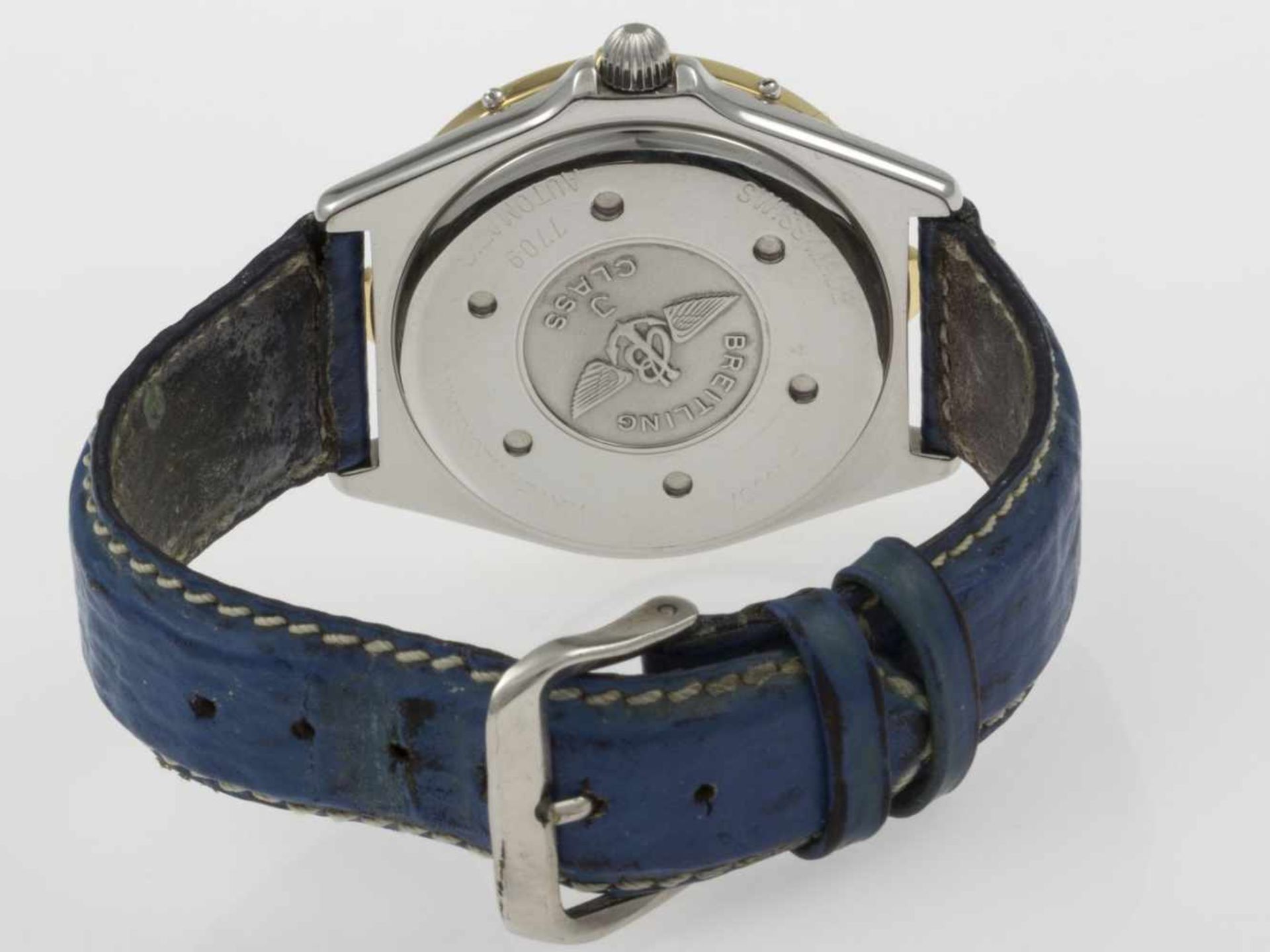 Breitling-Armbanduhr J ClassStahlgehäuse. Einseitig drehbare Lünette aus Gelbgold mit Segmenten - Bild 4 aus 4