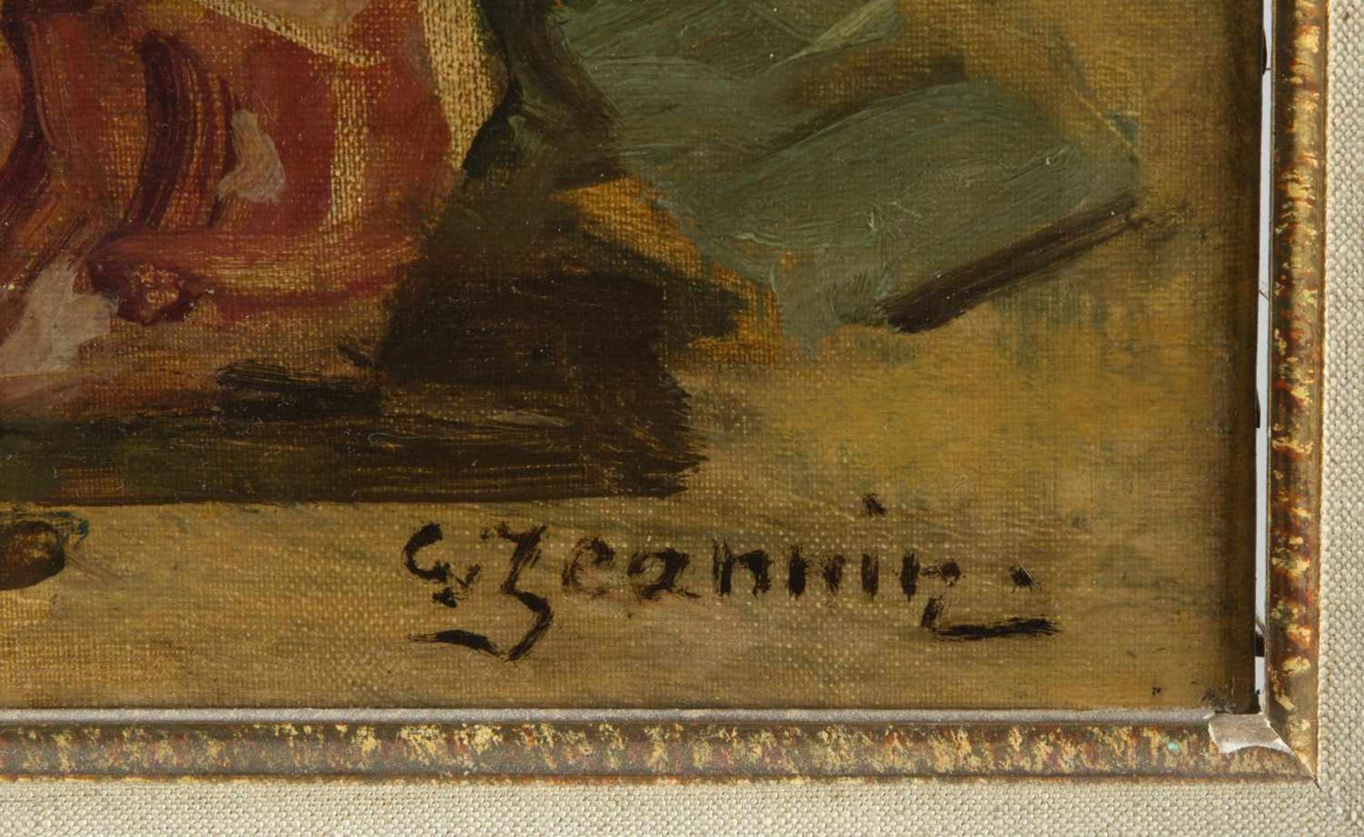 Jeannin, Georges. 1841 - Paris - 1925Stillleben mit Rosen. Öl/Lwd., doubliert. Sign. 32,5 x 45,5 cm. - Bild 2 aus 2