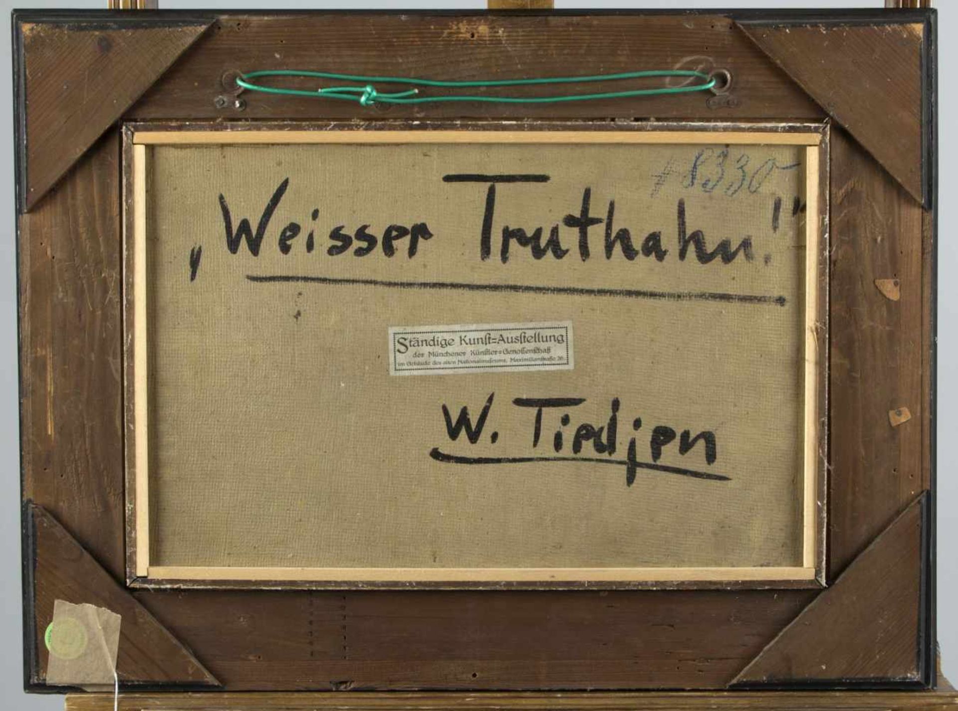 Tiedjen, Willy. 1881 Hamburg - München 1950Weißer Truthahn. Öl/Karton. Sign. 32,5 x 50 cm. Gerahmt. - Bild 3 aus 3