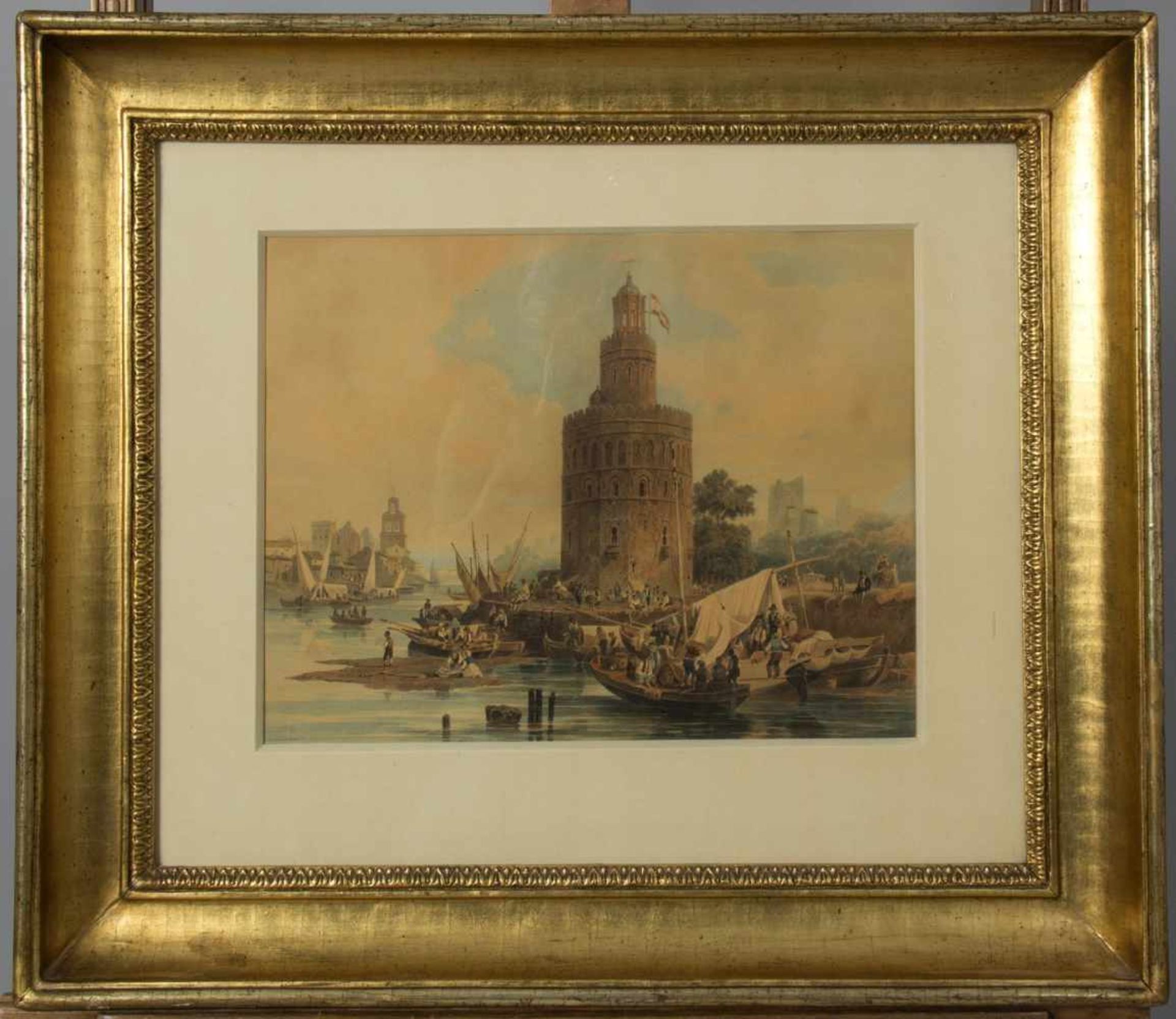 Beseman, Adolph. 1806 Göttingen - Sankt Petersburg 1867Der Goldturm in Sevilla. Aquarell. Sign. - Image 2 of 4