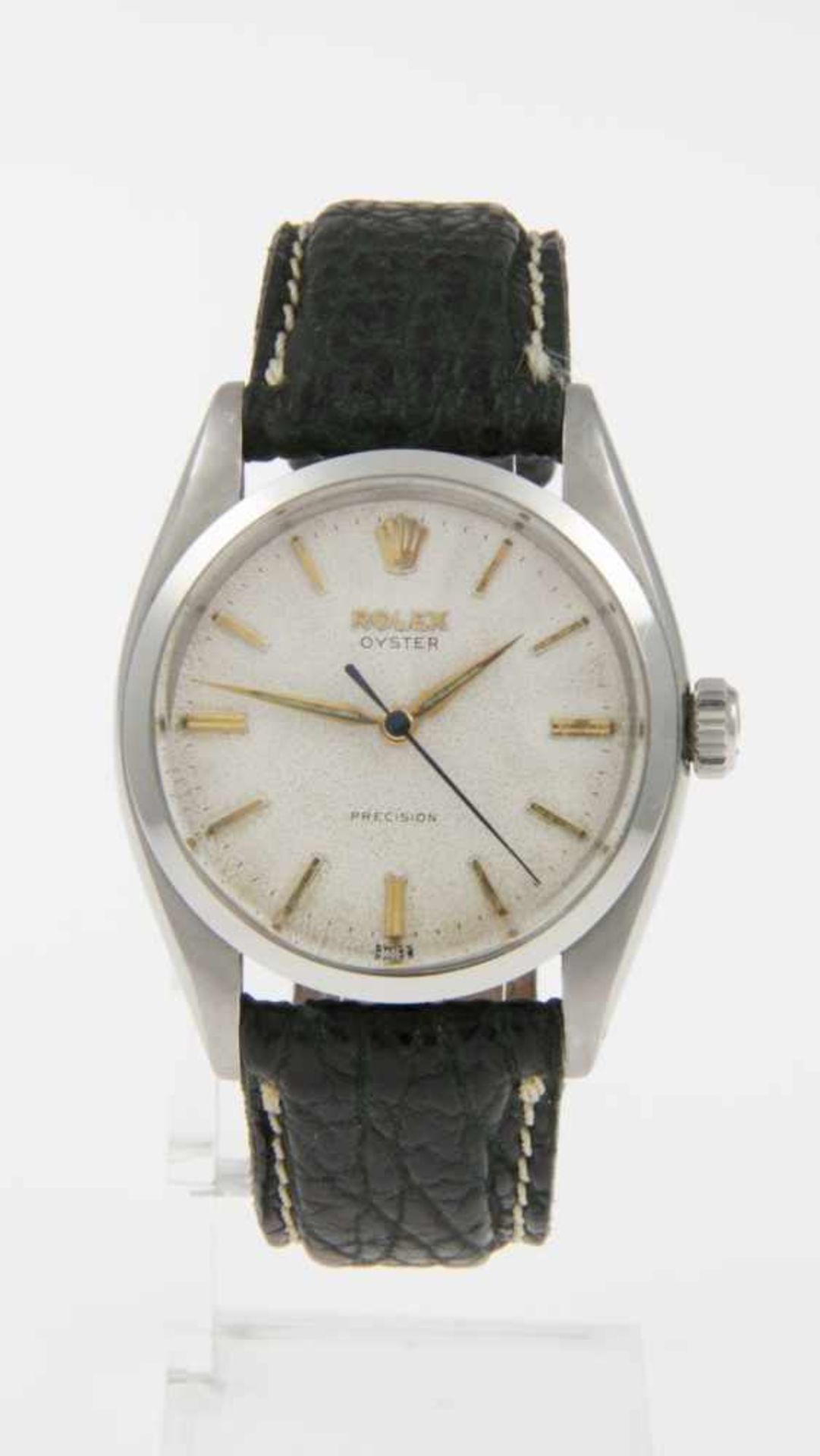 Rolex-Armbanduhr PrecisionStahlgehäuse. Plexiglas. Weißes Zifferblatt mit goldfarbenen - Bild 2 aus 5