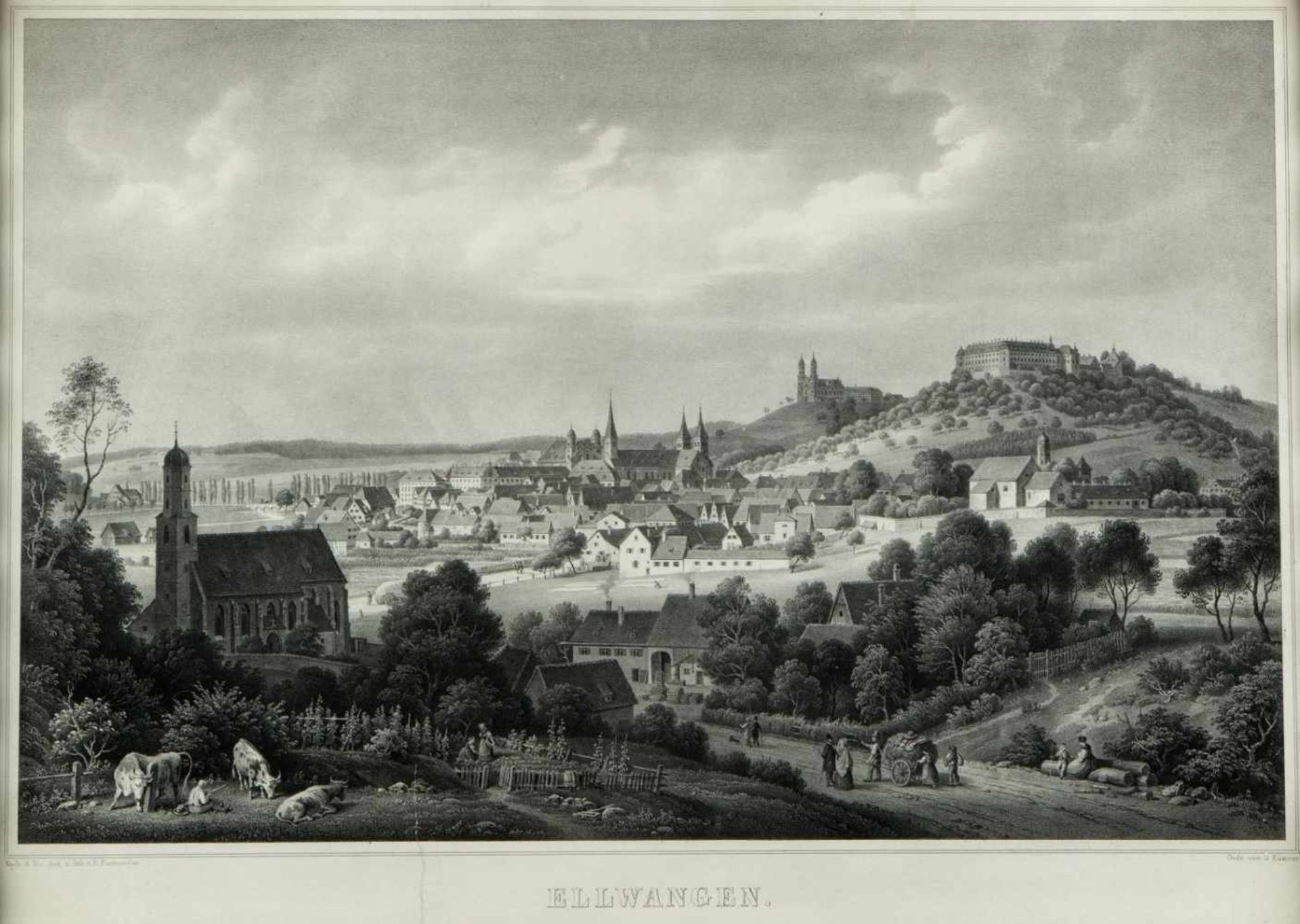 Emminger, Eberhard. 1808 - Biberach - 1885Ellwangen. Lithographie. 40 x 56 cm. Unten mit einem 7